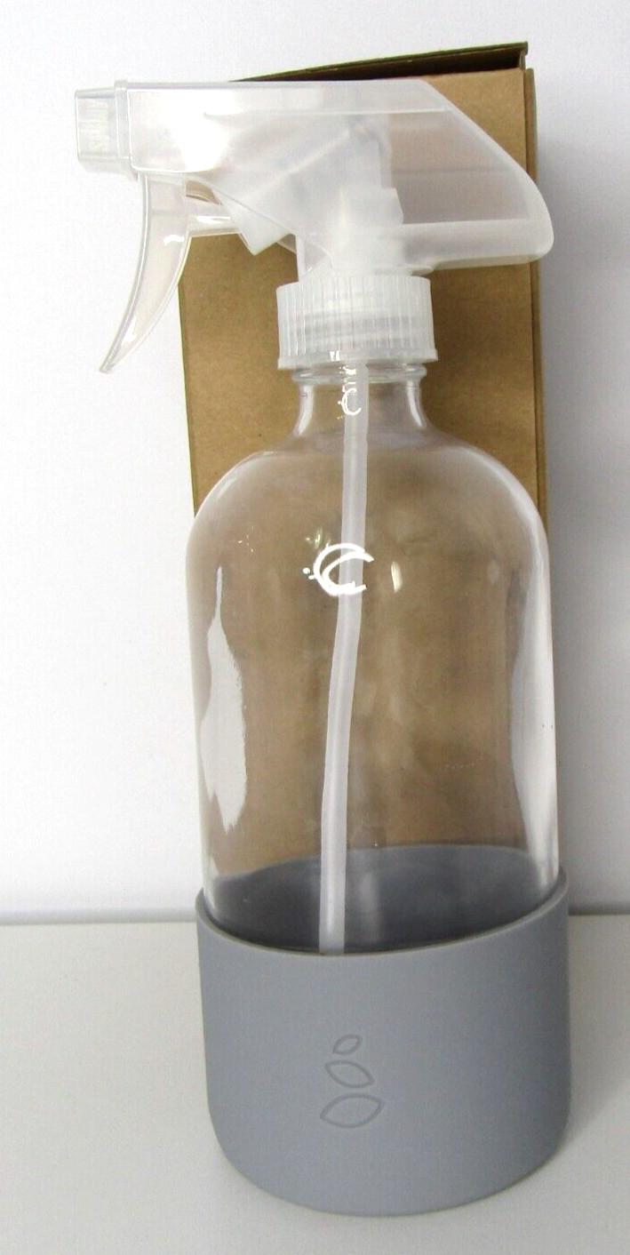 Grove Collaborative 16oz Glass Spray Bottle With Gray Silicone Sleeve New