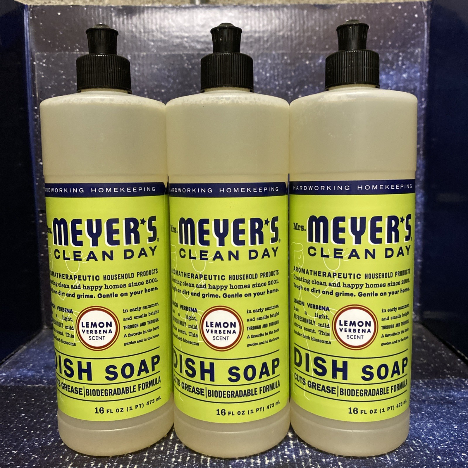 Pack Of 3 – Mrs Meyer’s Clean Day Dish Soap Lemon Verbena Plant Based 16Oz Each