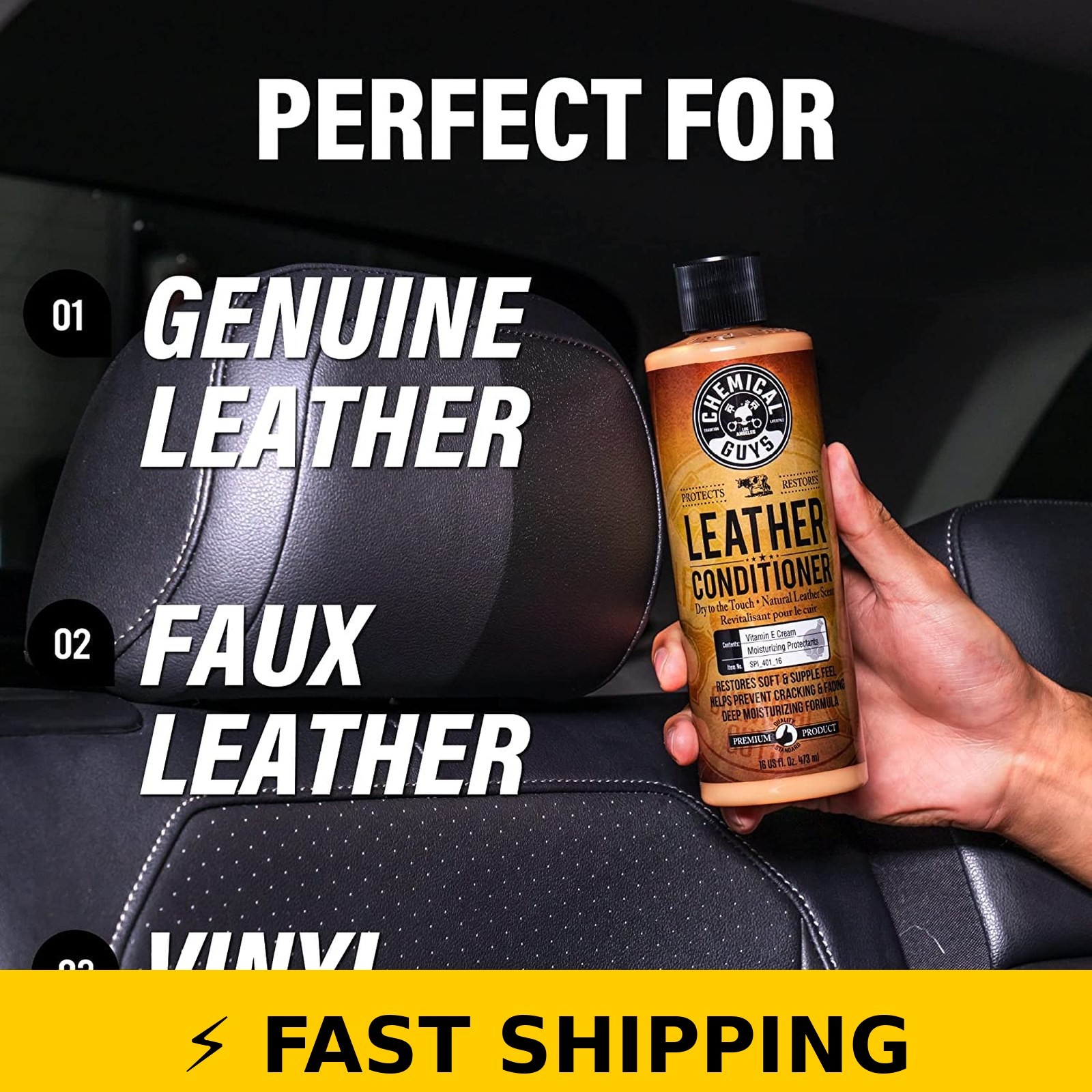 Chemical Guys Leather Cleaner & Conditioner Bundle with Brush
