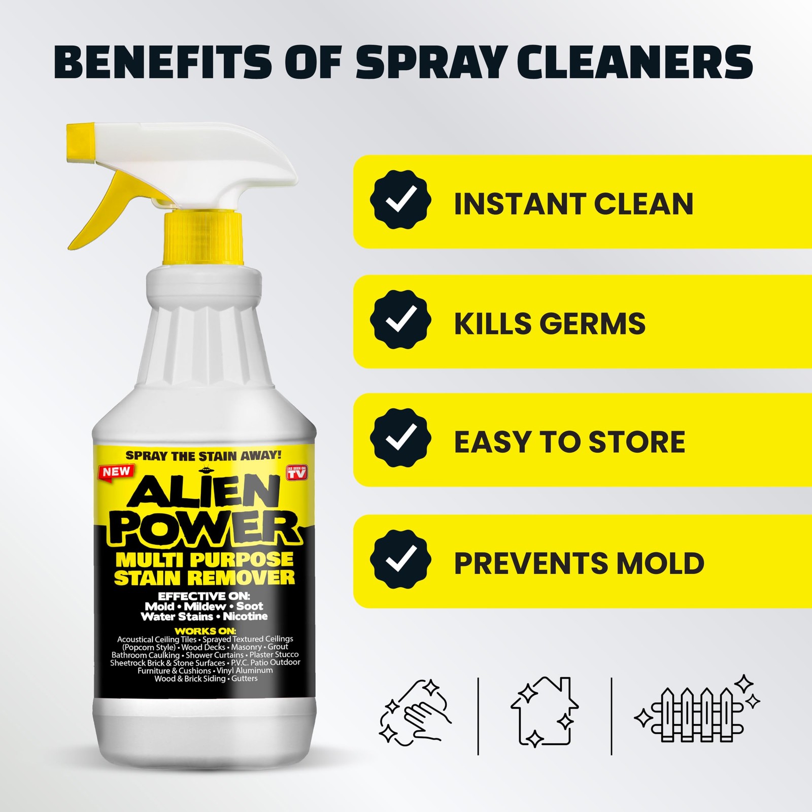 Alien Power 72 Fl Oz Instant Stain Remover Spray for Mold and Mildew and Grou…