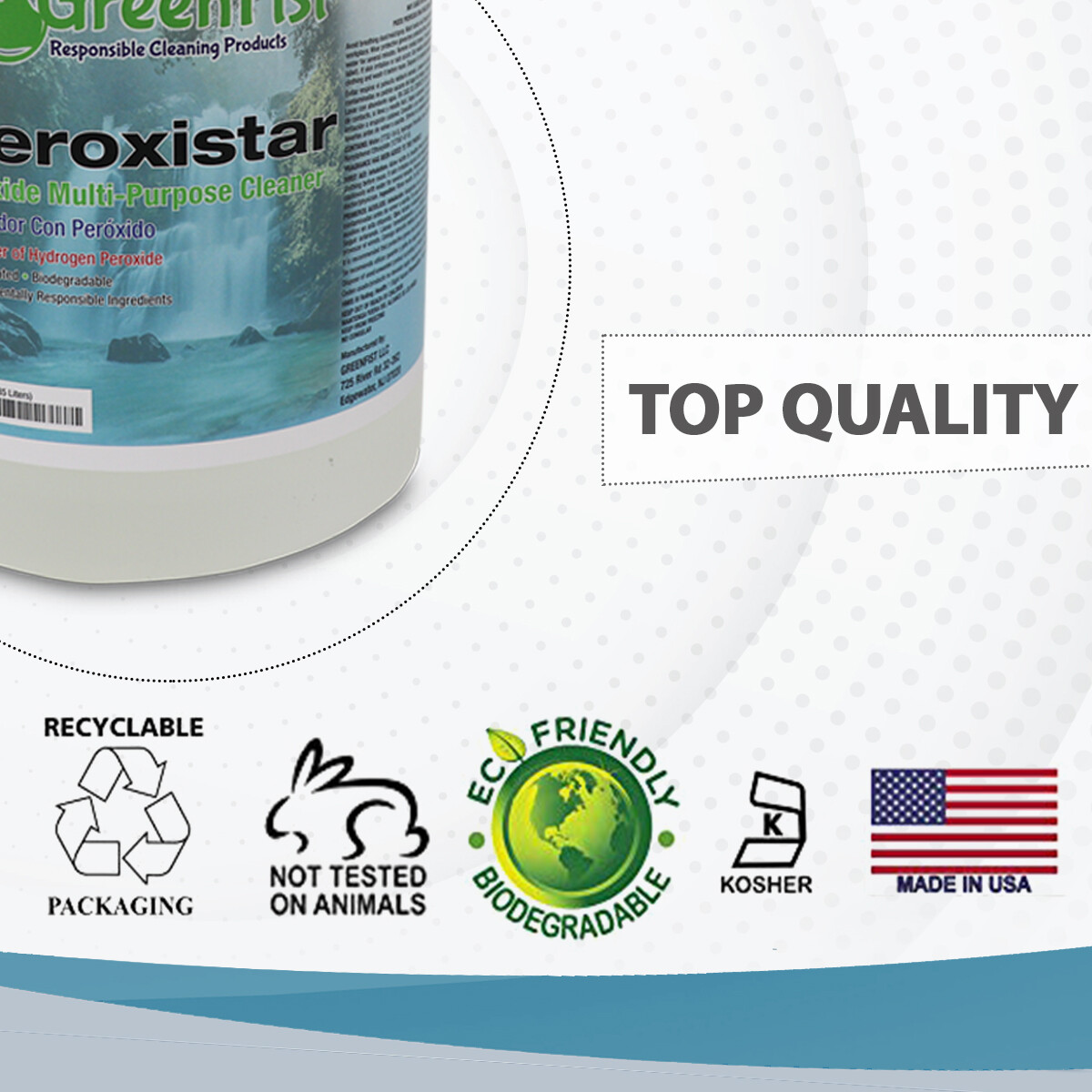 GreenFist Peroxide Cleaner Concentrated 4 X 1 Gallon + Ready to Use 12 X 1 Quart