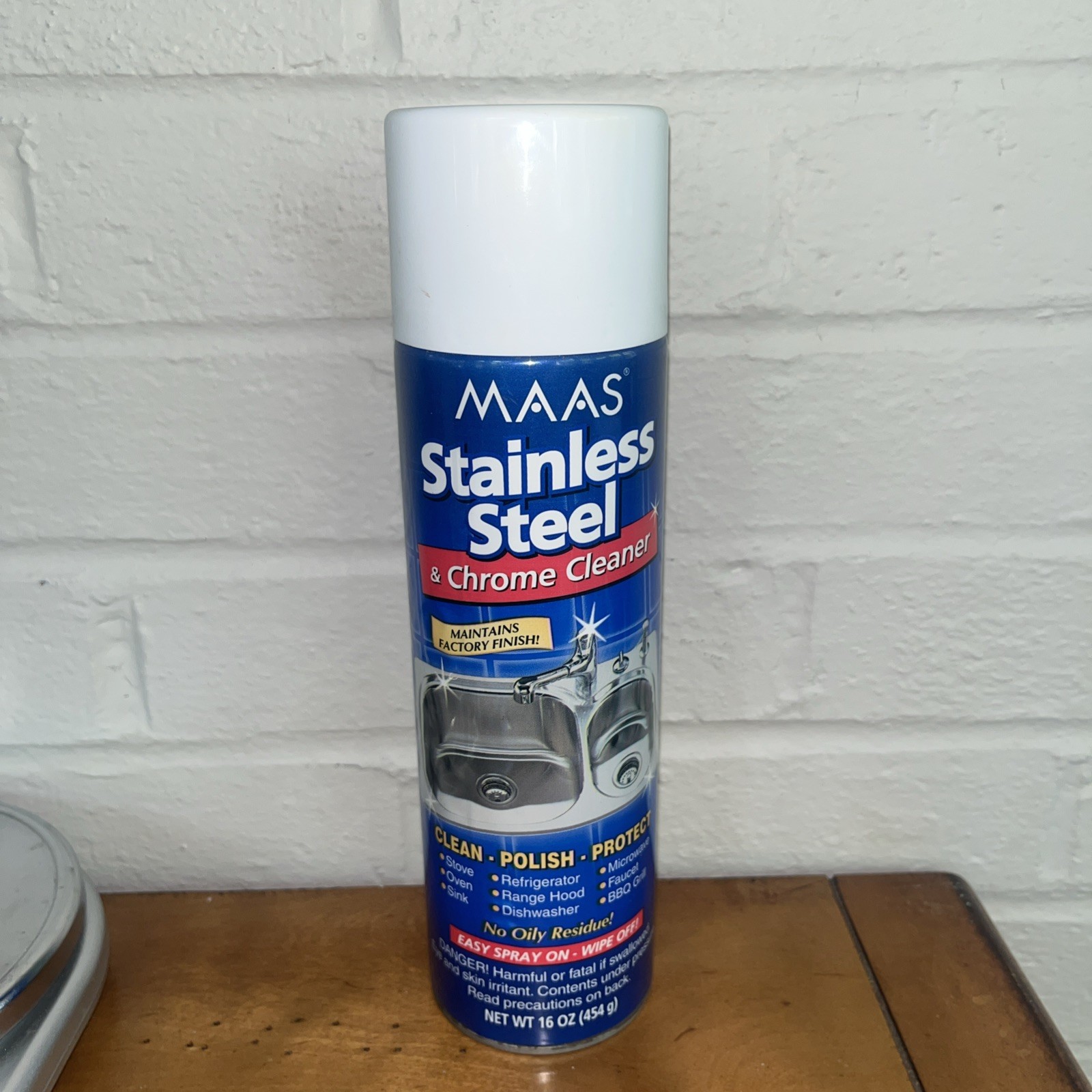 Maas Stainless Steel & Chrome Cleaner Spray On Wipe Off Can USA Original 95% Ful