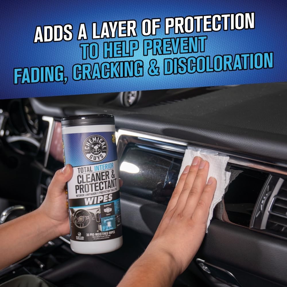 Chemical Guys Total Interior Cleaner & Protectant Canister Wipes, Great for Cars