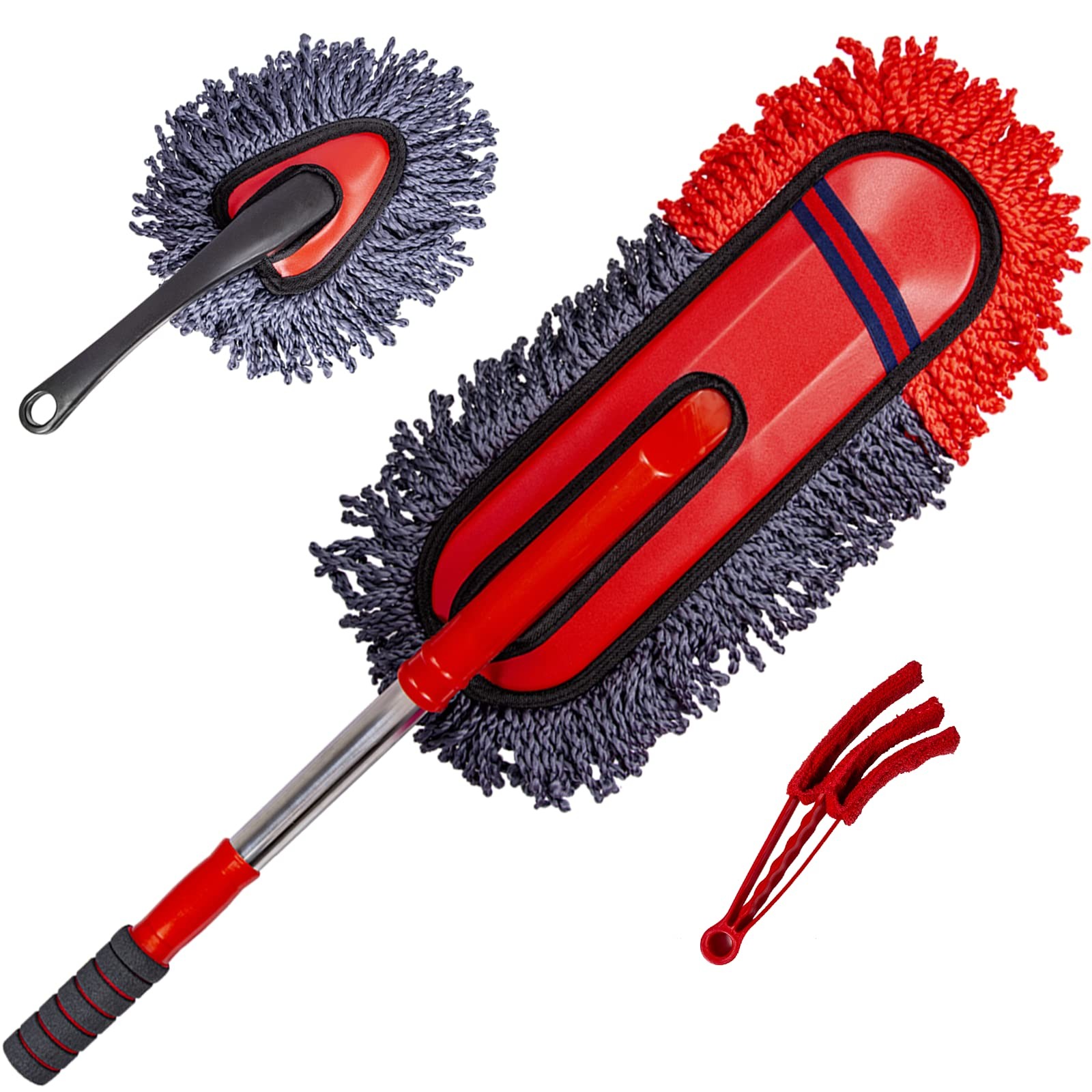 Scratch-Free Microfiber Car Duster with Extendable Handle for Vehicles