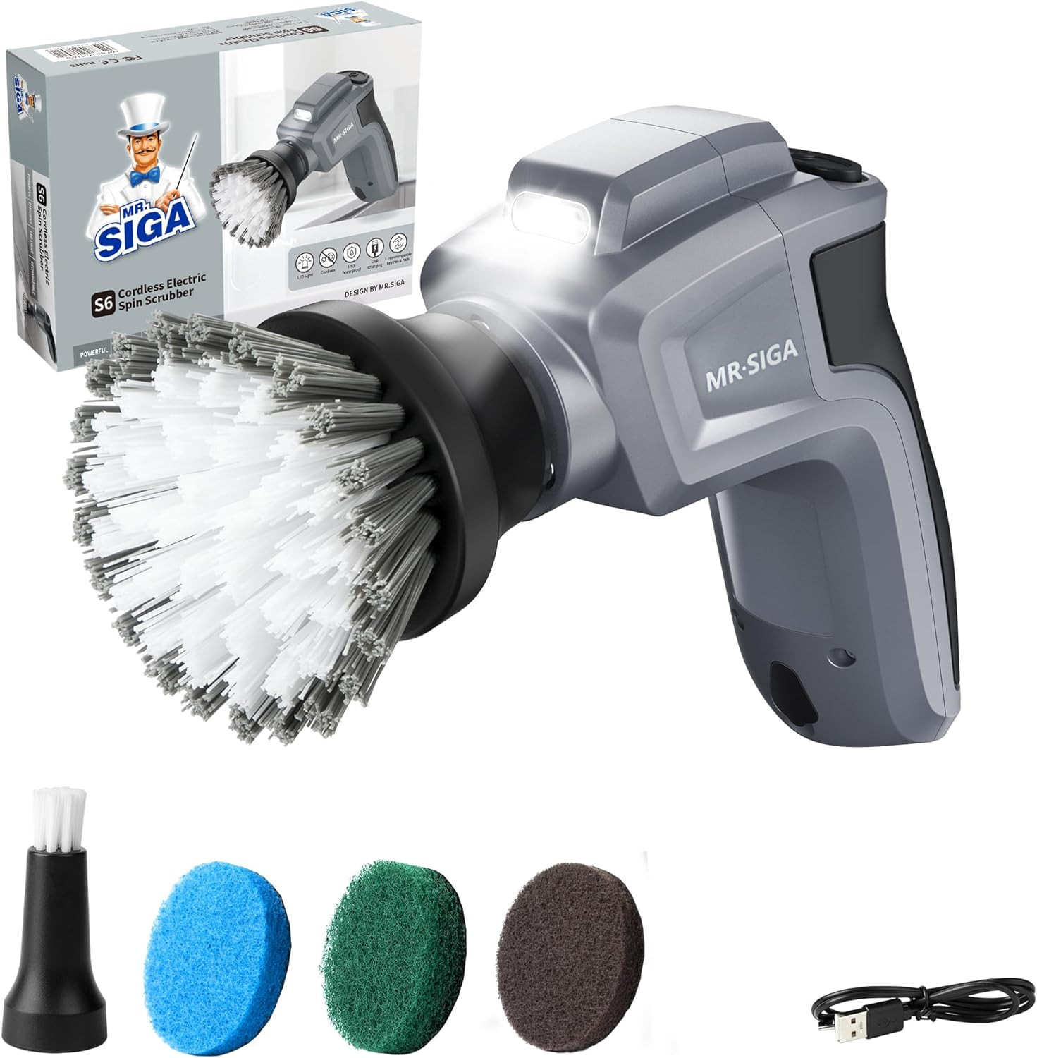Electric Spin Scrubber for Kitchen and Bathroom Cleaning, Waterproof Rechargeabl
