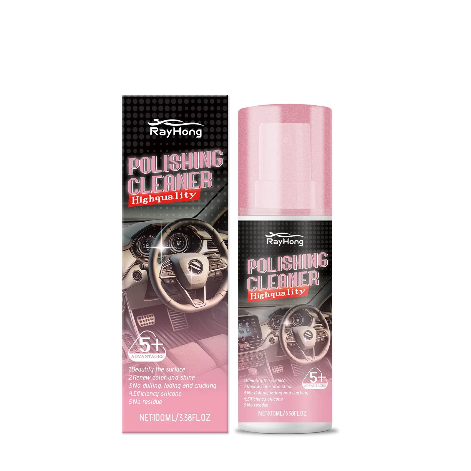 1pc 100ml Automotive Interior Polishing Agent Detailer Cleaner Maintenance Stain