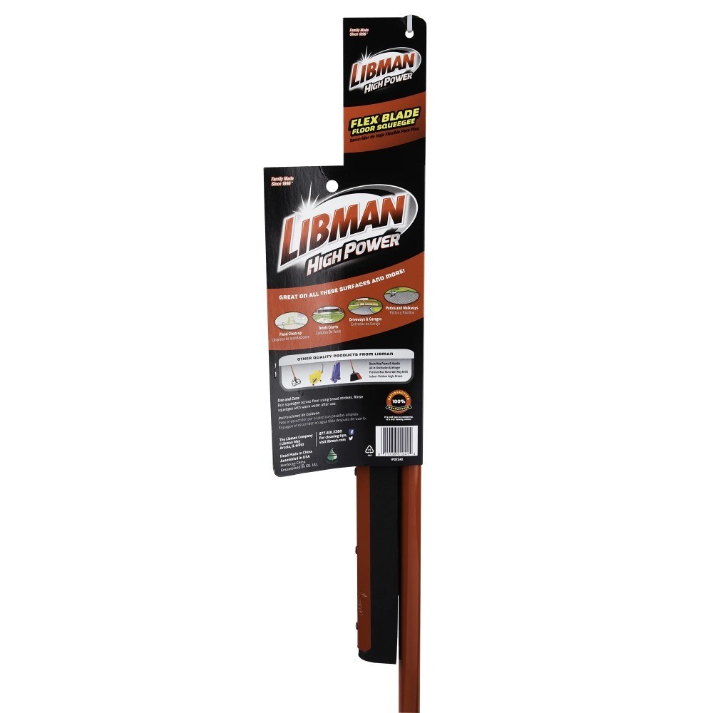 Commercial Rubber Flex Blade Floor Squeegee with Red Steel Handle for Heavy Duty