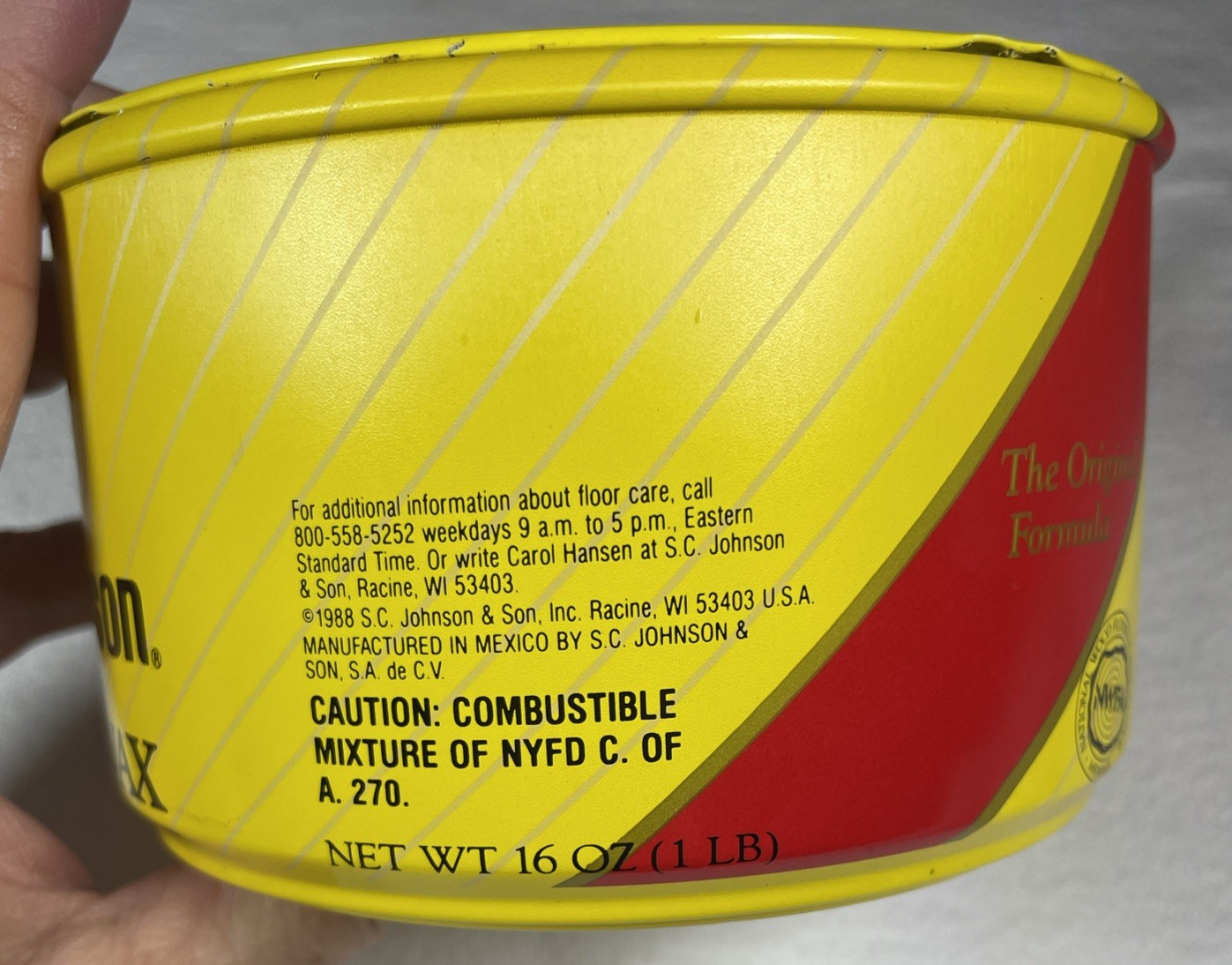 Vintage Johnson Paste Wax 16oz Can Hardwood Floors 100% Full Original