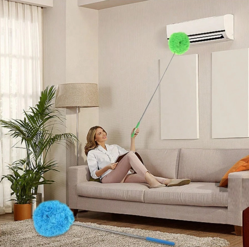 1pc Microfiber Ceiling Fan Duster – Reusable w/ 32in Adjustable Extension Pole