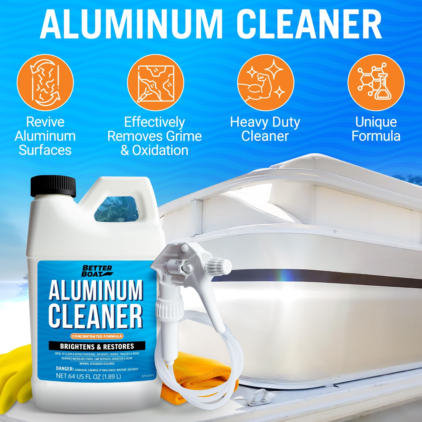 Aluminum Cleaner & Brightener & Restorer Aluminum Pontoon Cleaner Jon Boat and