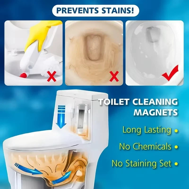 Magnetic Toilet Bowl Tank Cleaner Chemical Free Long Lasting Easy to Use