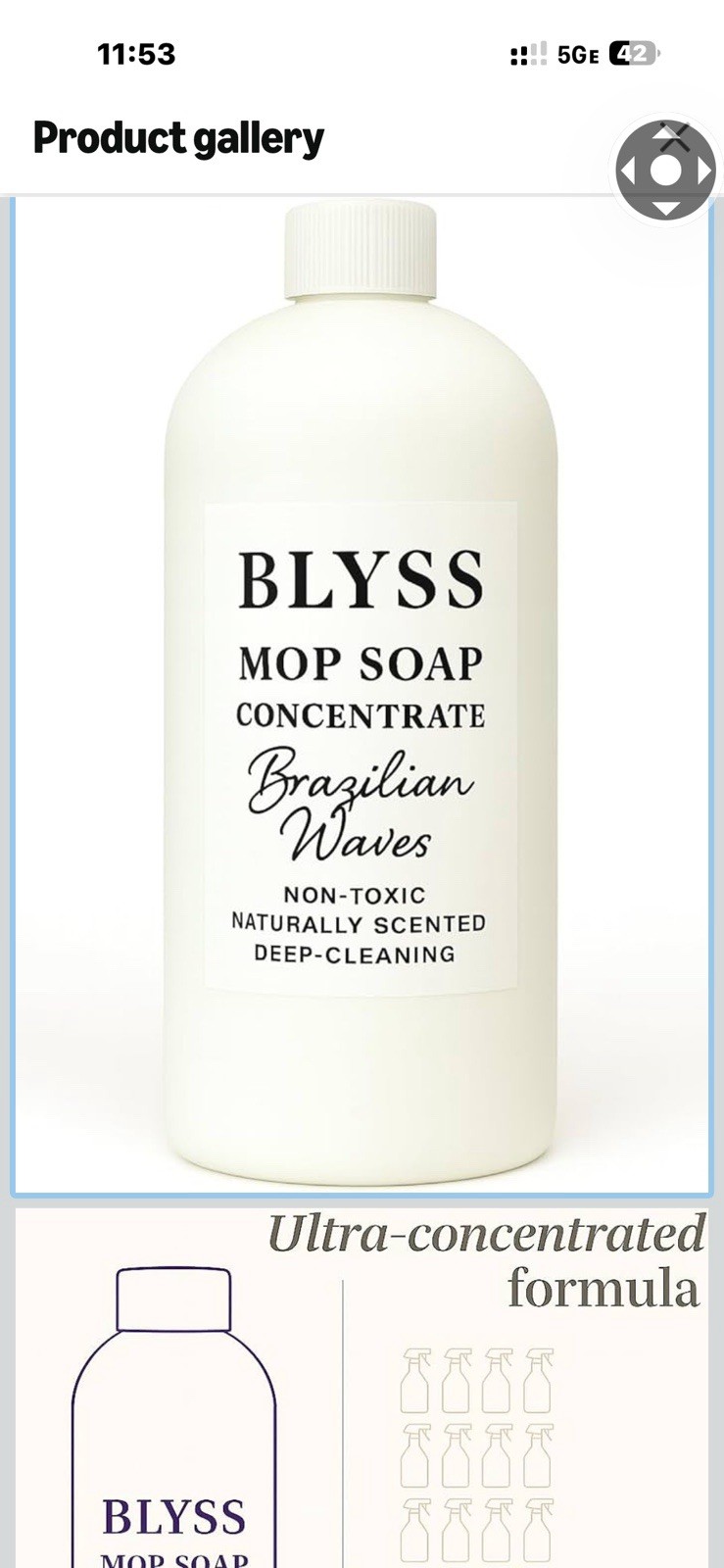 Blyss Brazilian Waves Mop Soap Concentrate 16.9oz Non-Toxic New