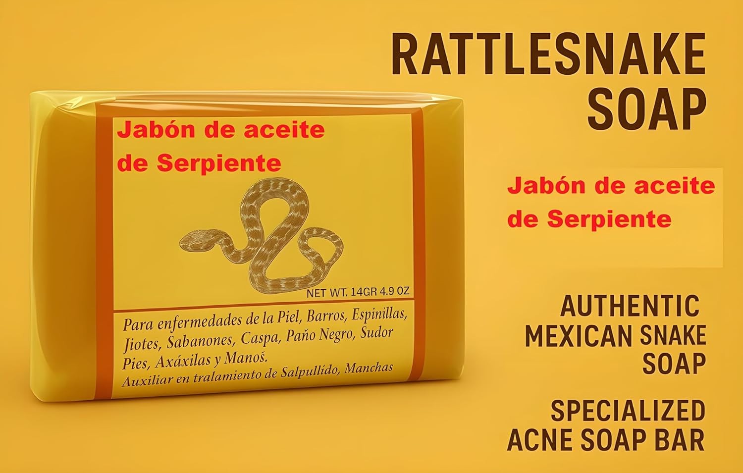 Rattlesnake Soap Bar 4.93 oz (140g) – Hecho a Base de Aceite – Tradital