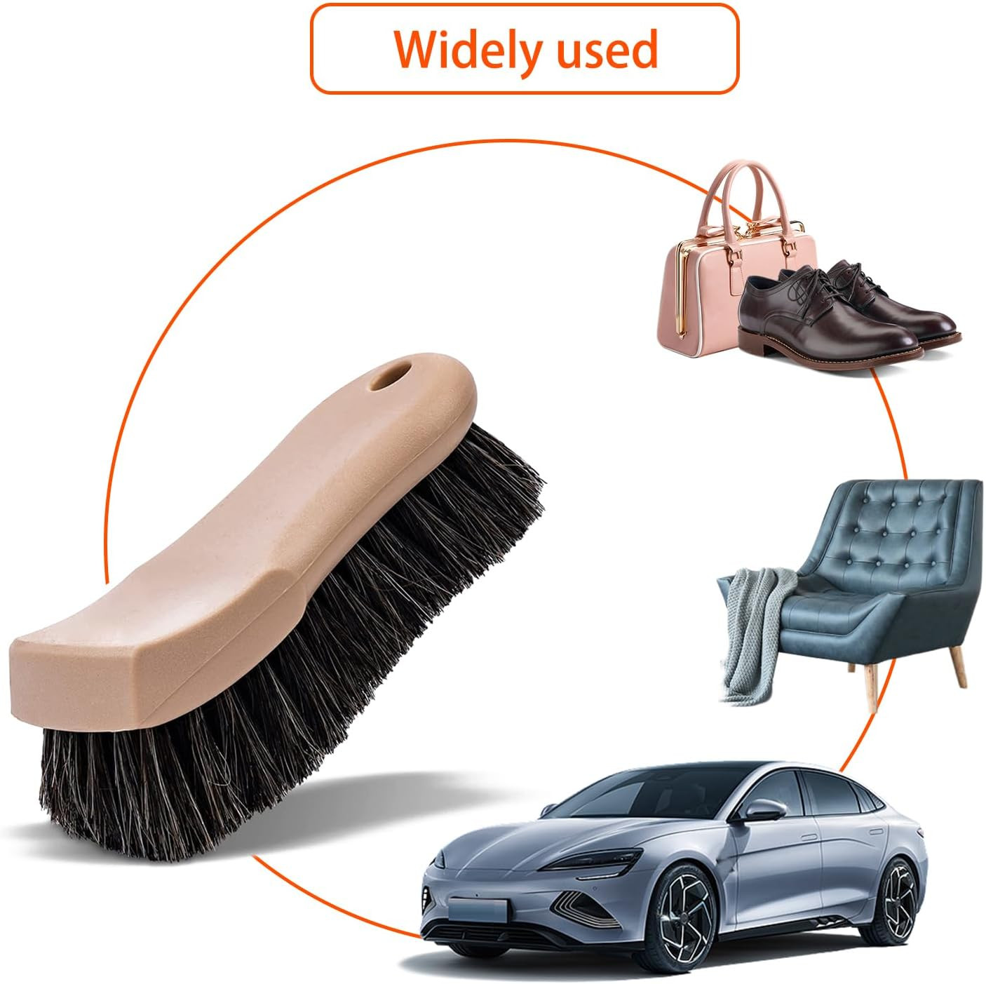 1 PC Car Interior Cleaning Brush, Car Wash Tools, Long Bristle Horse Hair Leathe