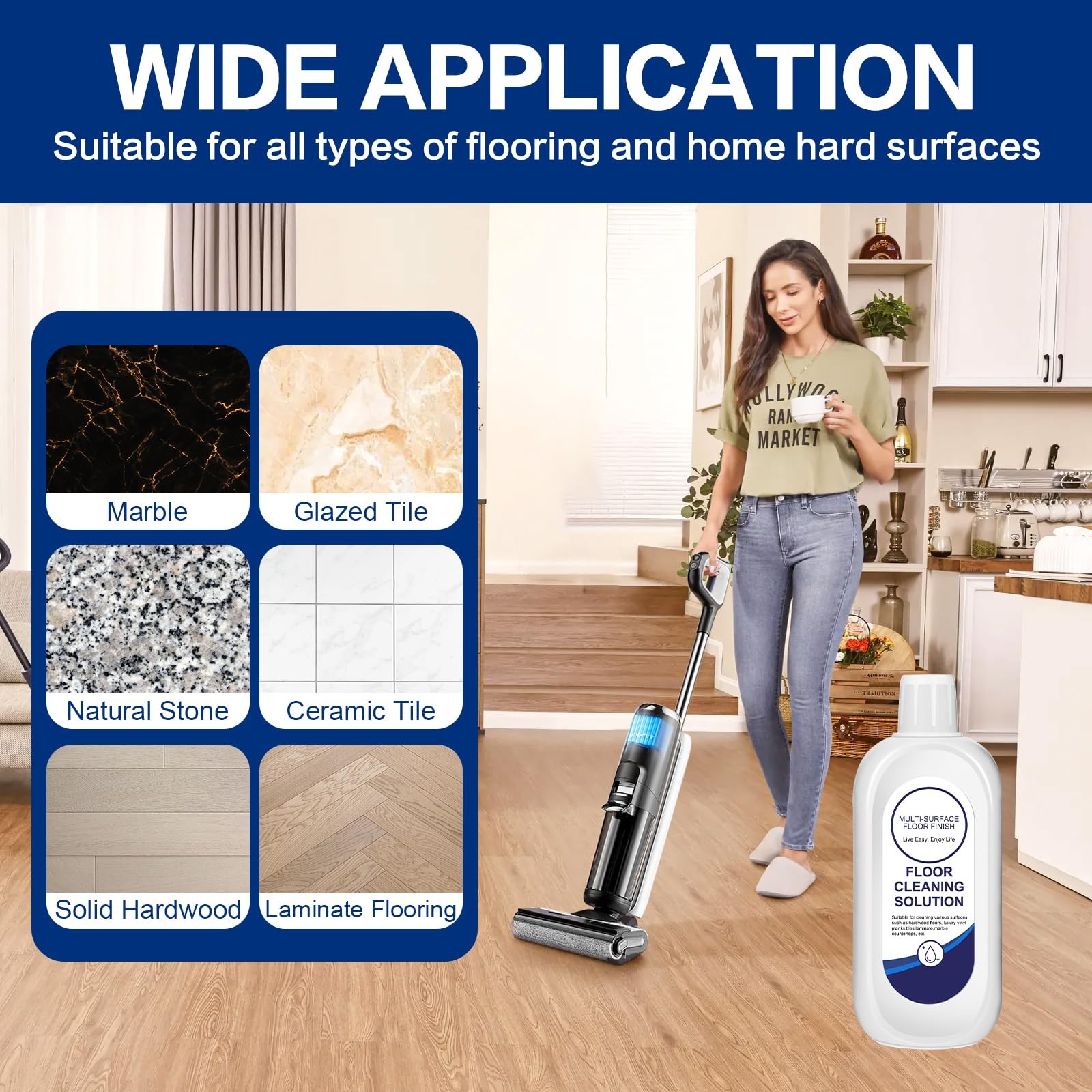 Multi-Surface Floor Cleaning Solution with Tineco Vacuum Mop, Cleaner Refill …
