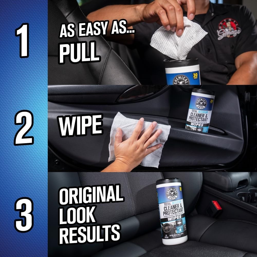 Chemical Guys Total Interior Cleaner & Protectant Canister Wipes, Great for Cars