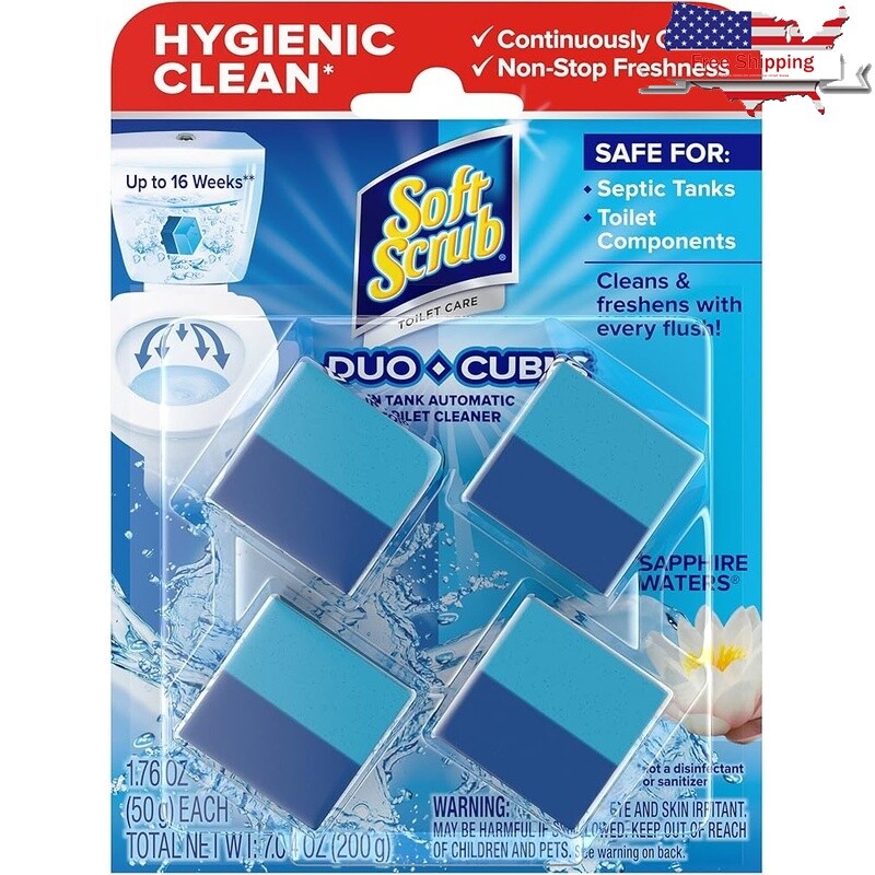 Toilet Cleaner Duo-Cubes Sapphire Waters 4 Count Fights Stains Hard Water New