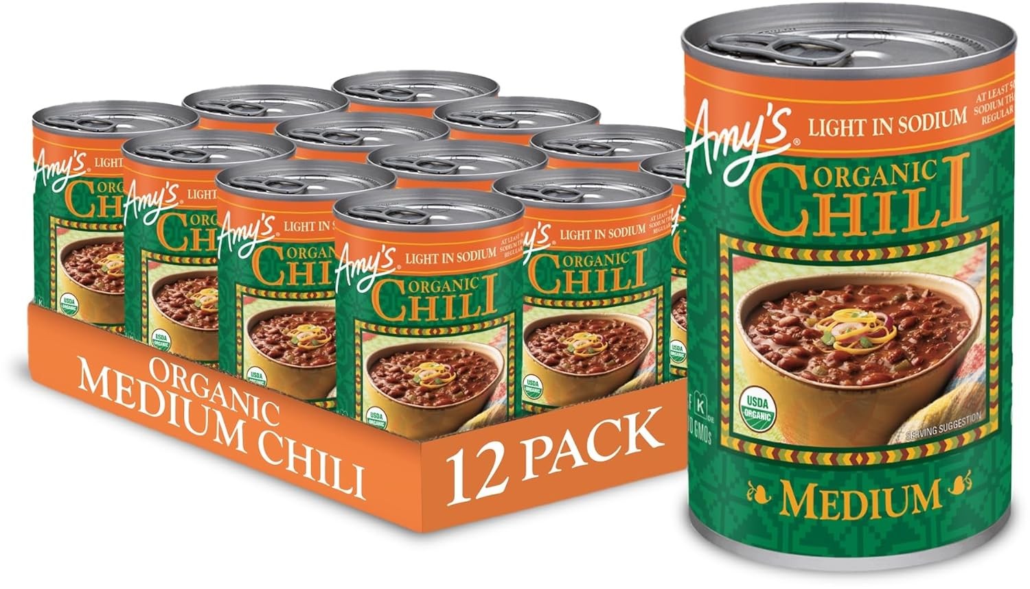 Amy’s Organic Chili, Vegan Medium Chili, Light in Sodium, Gluten Free, Made Wi