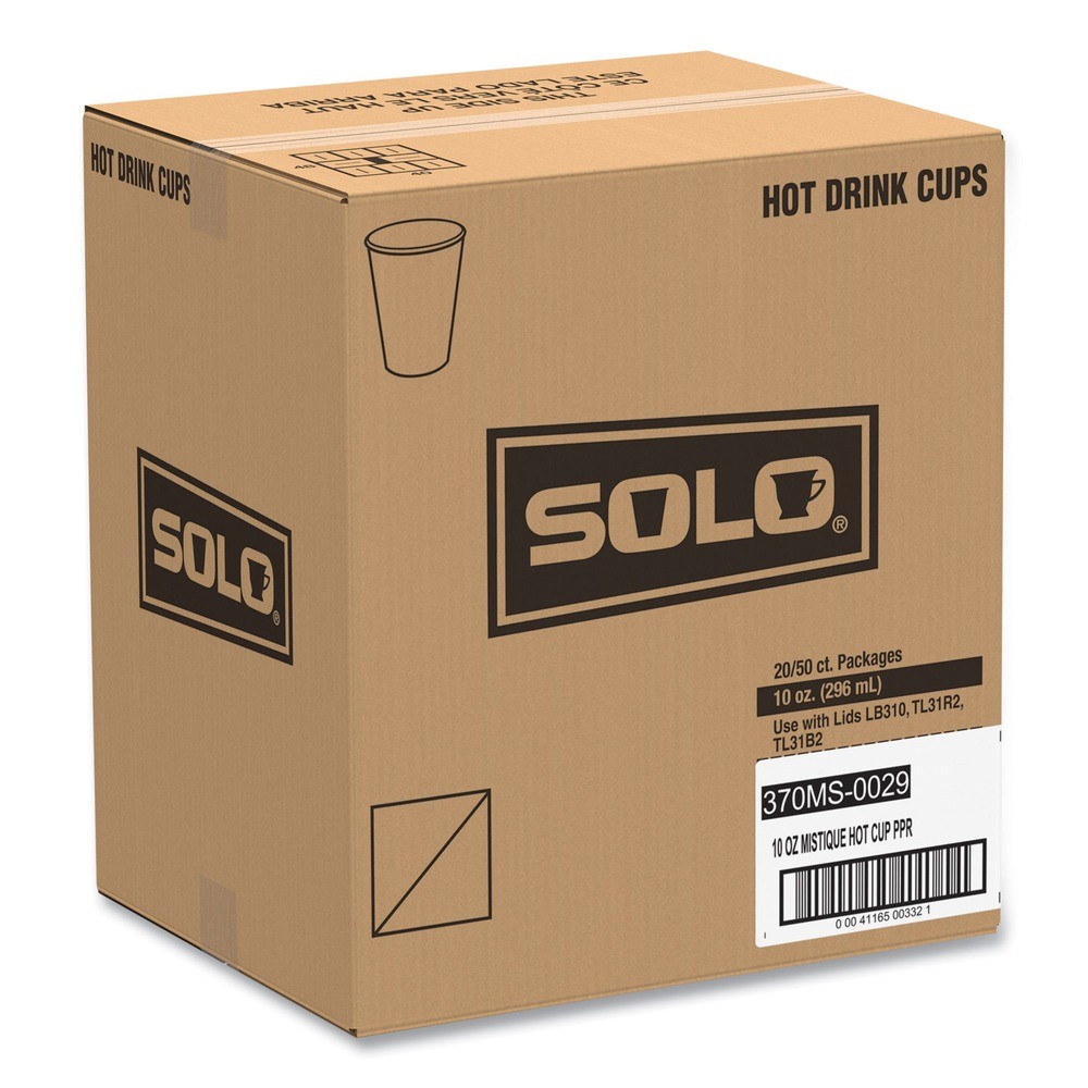 SOLO 370MS Mistique Design 10 oz Single Sided Poly Paper Hot Cups (1,000/CT) New