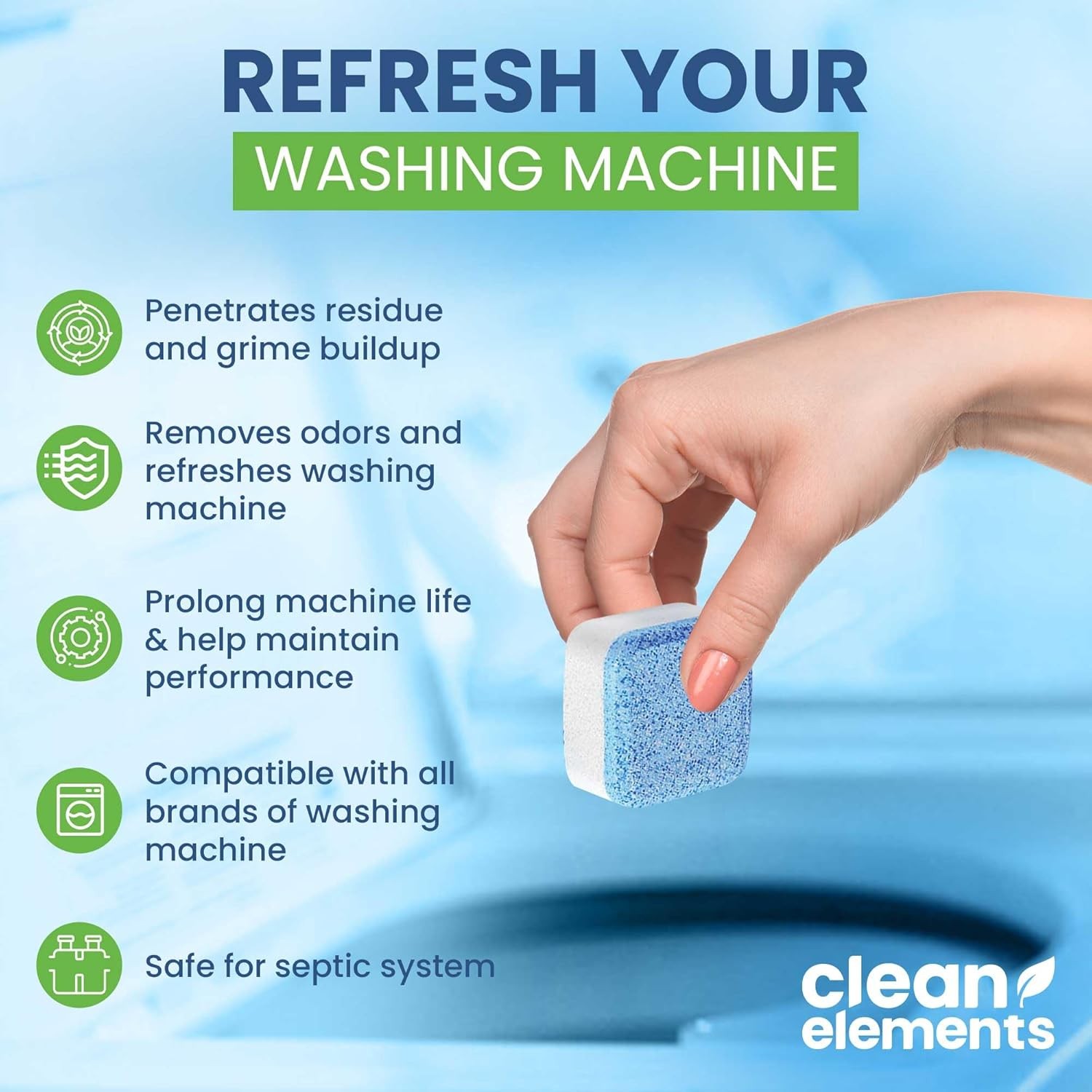 Washing Machine Cleaner Tablets 24 Pack Descaler HE Front Top Load Washer Deep
