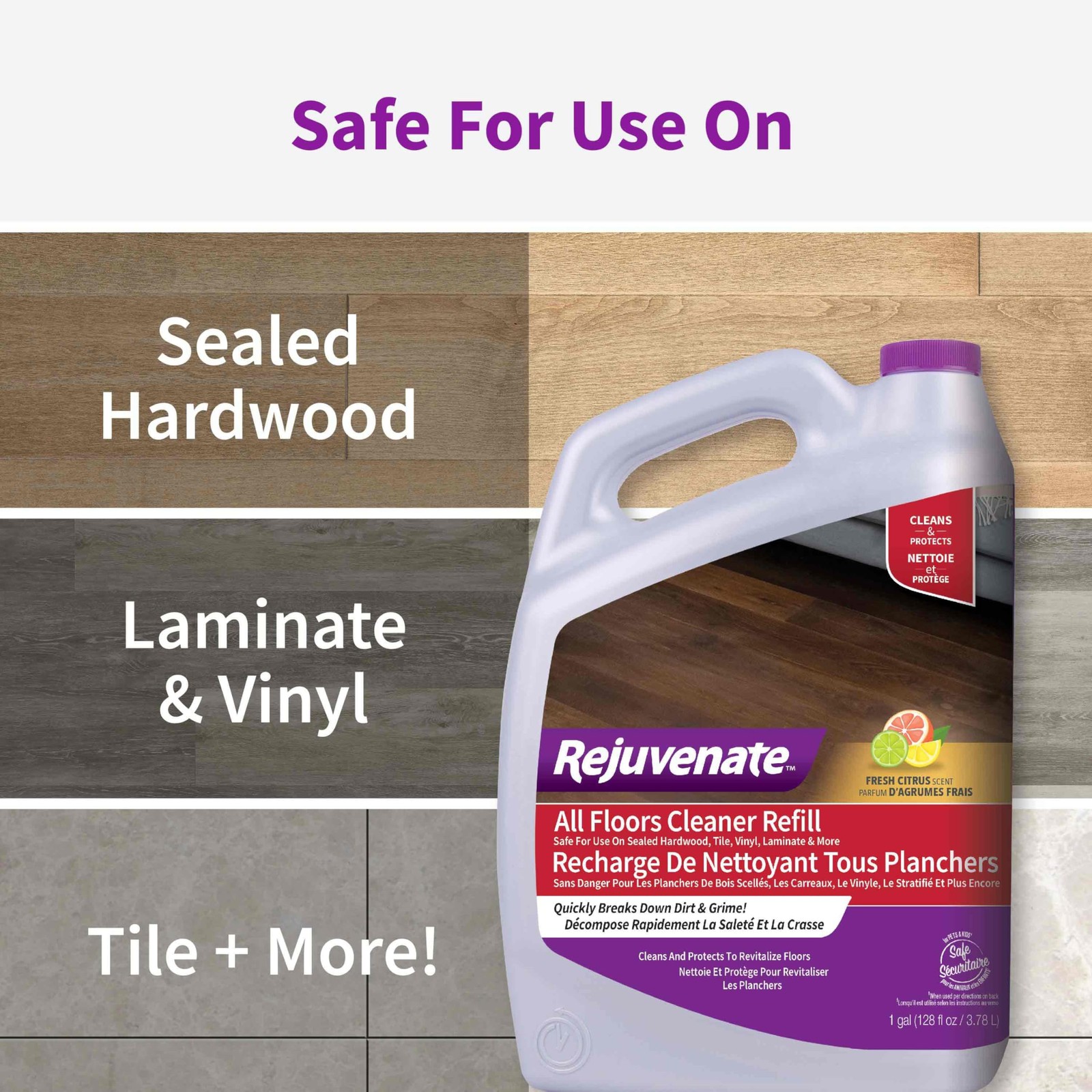 Rejuvenate All Floors Cleaner Refill, Breaks Down 1 Gal (Pack of 1), multi