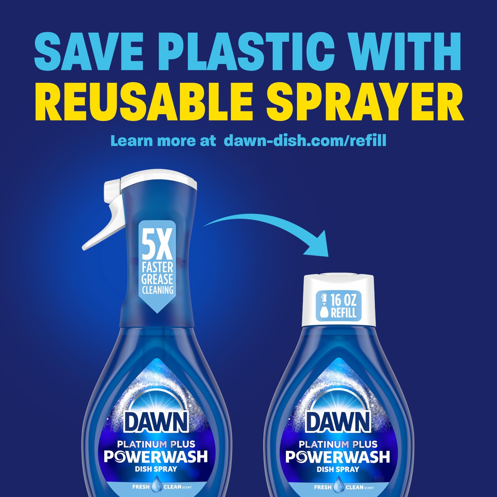 Dawn Platinum Powerwash Dish Spray, Soap, 16 Fl Oz (Pack of 1), ash