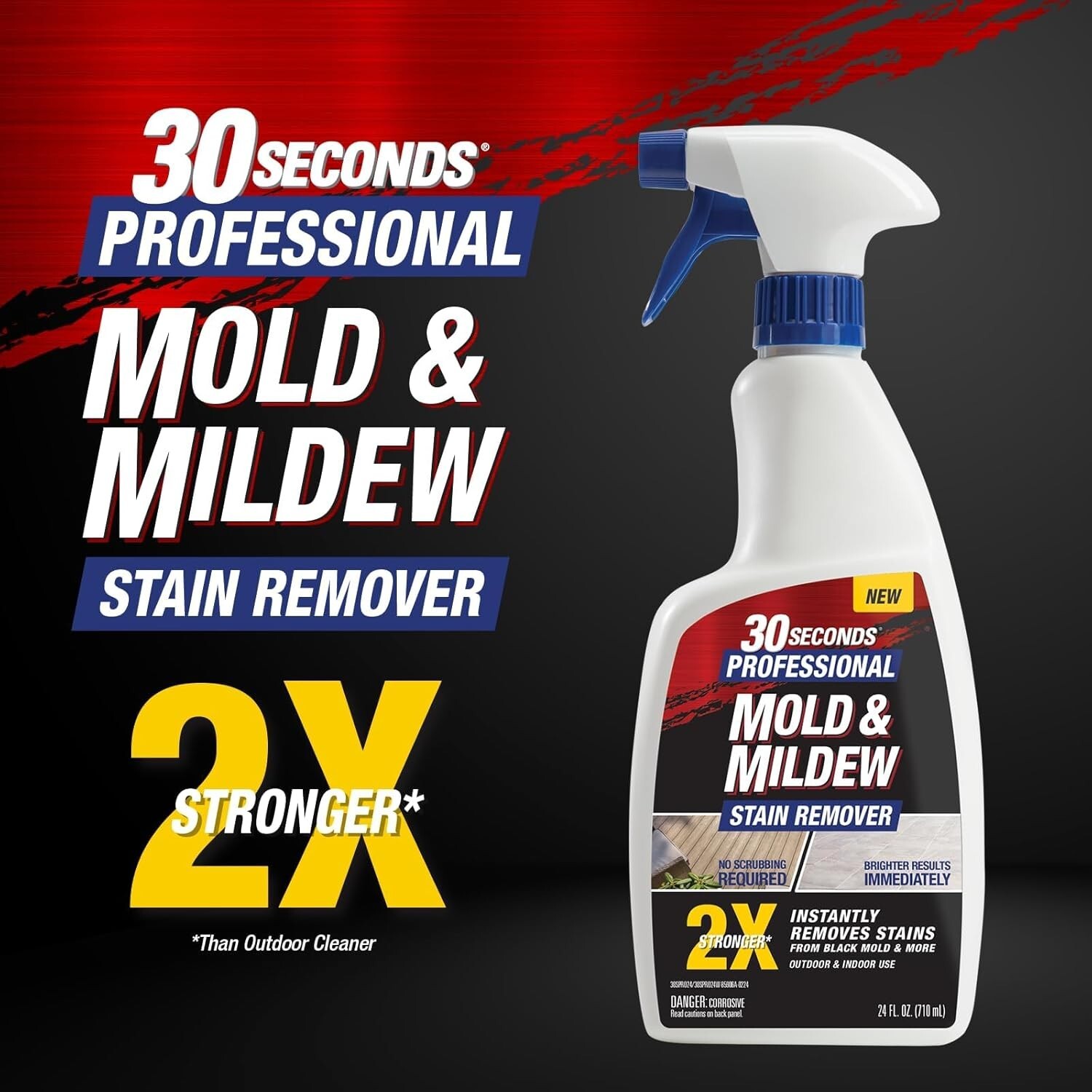 30 SECONDS Pro Mold and Mildew Stain Remover | Scrub Free | Brighter Results Ins