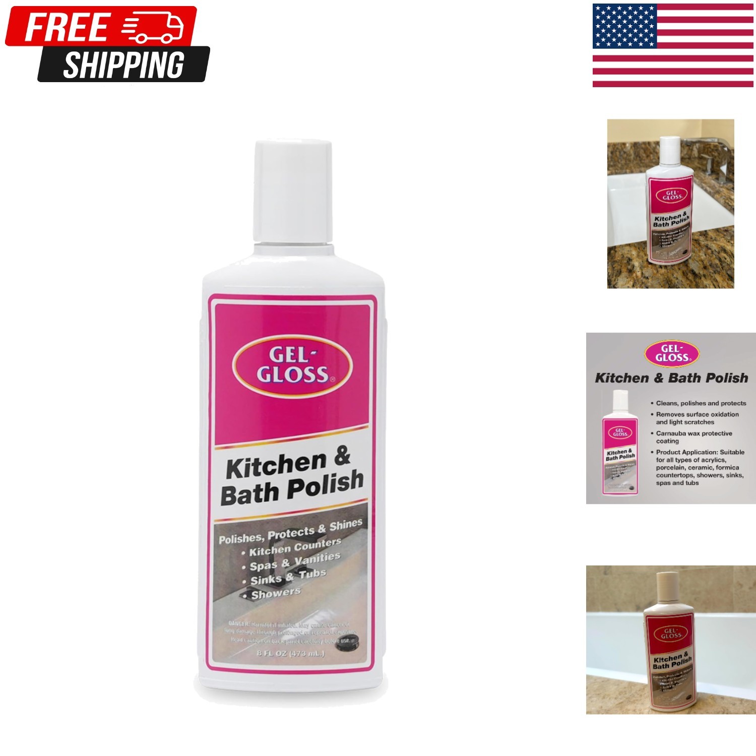 Indusies Gel-Gloss Kitchen and Bath Cream Wax Polish, 8 Fluid Ounces -GG-8