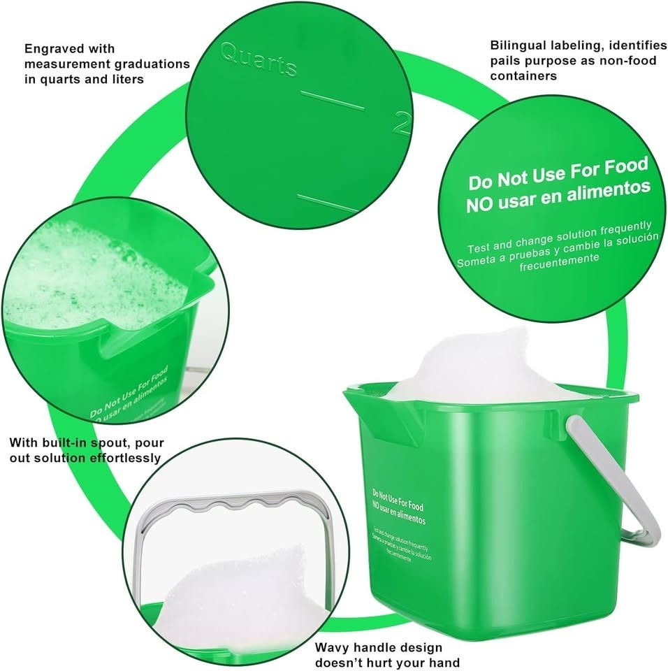 12 Pcs 3 Quart Cleaning Sanitize Bucket for Home Office Restaurant Kitchen Bath