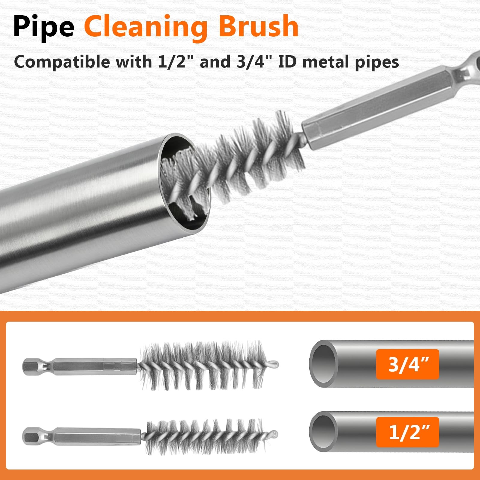 1/2″ & 3/4″ Cleaner Set for Drill,with 1/4″ Hex Shank & 6 Brush Blades & 2 Pi…
