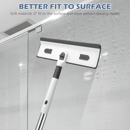 4-in-1 Tile Tub Floor Scrubber with 52″ Adjustable Handle & Window Scrubber, 3 B
