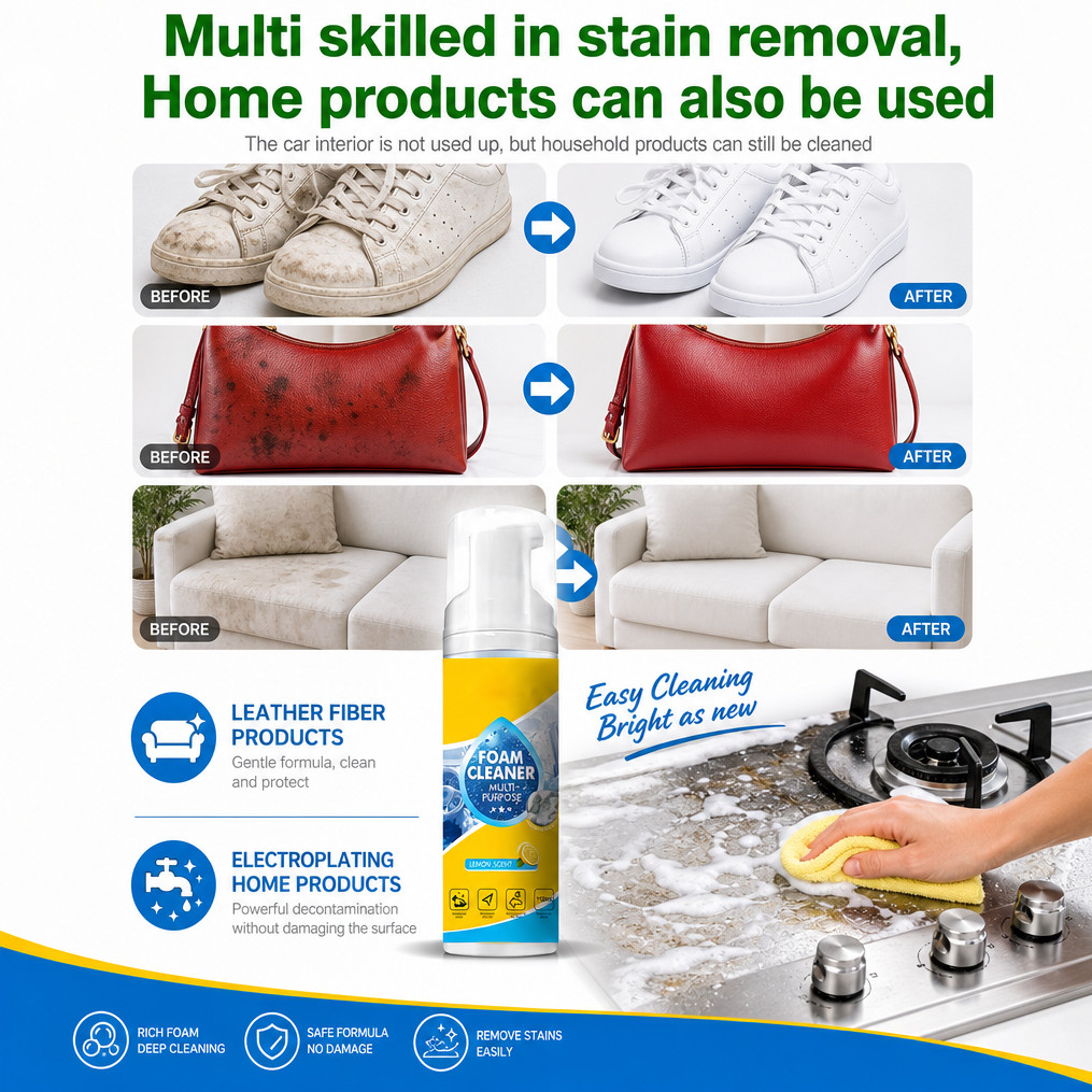 4-in-1 Multi-Enzyme Foam Cleaner, All-Purpose Spray 5oz with Sponge & Towel