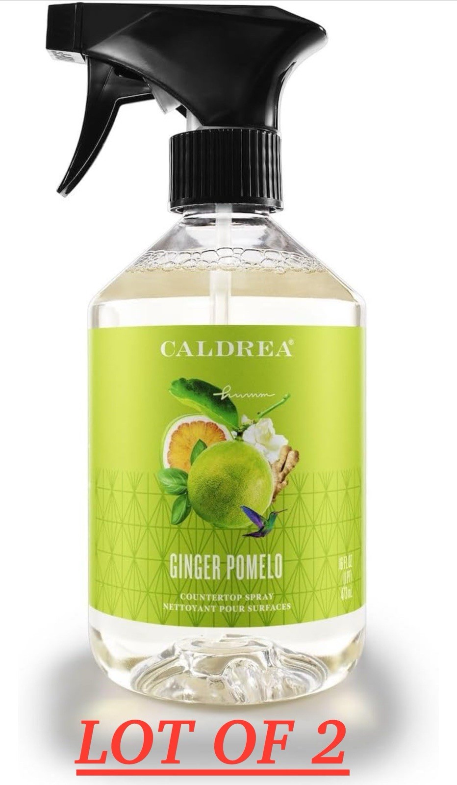 2 Caldrea Countertop Spray Ginger Pomelo Plant Derived Ingredients Effective16oz