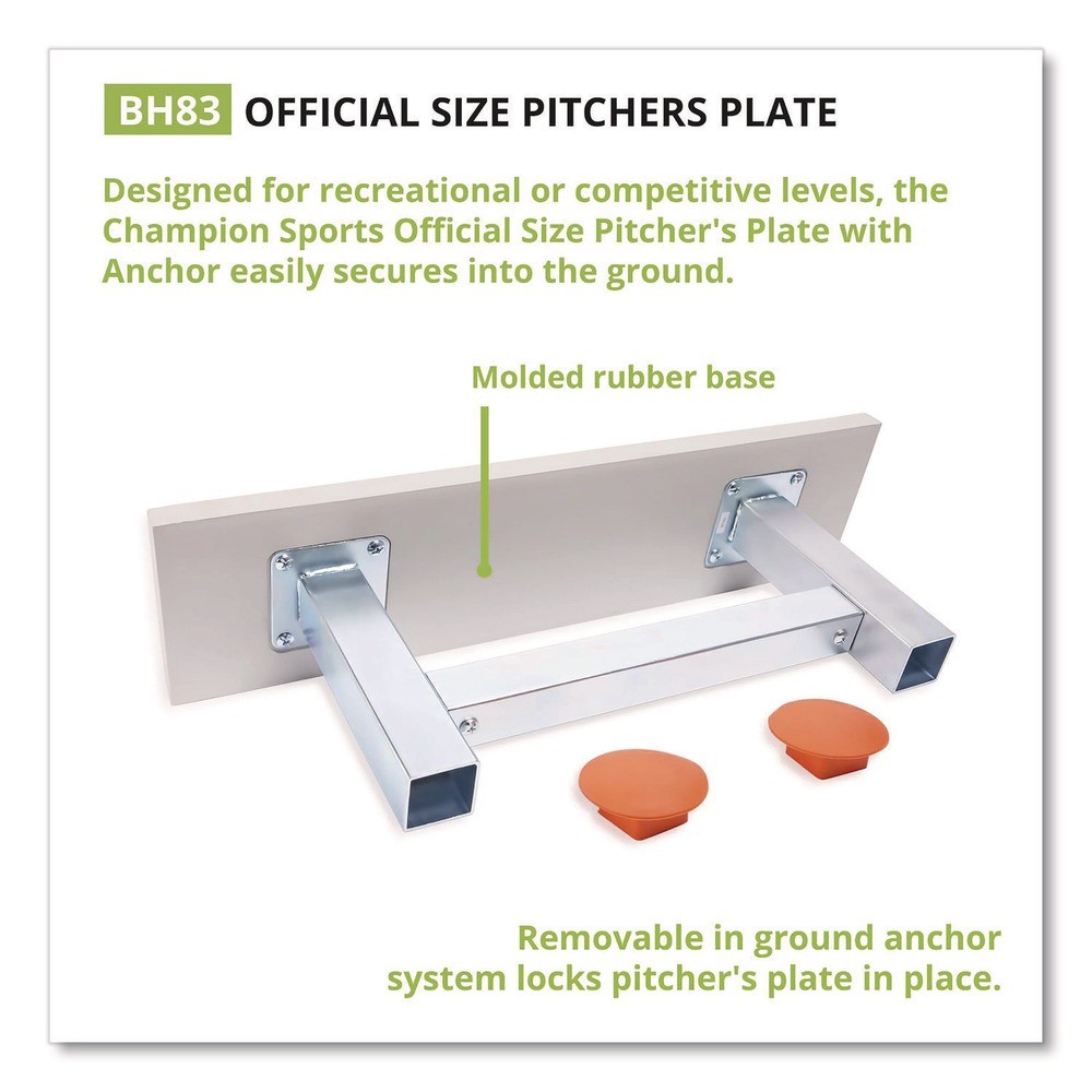 Champion Sports BH83 24″ x 6″ Pitcher’s Plate with Anchor – Official Size New