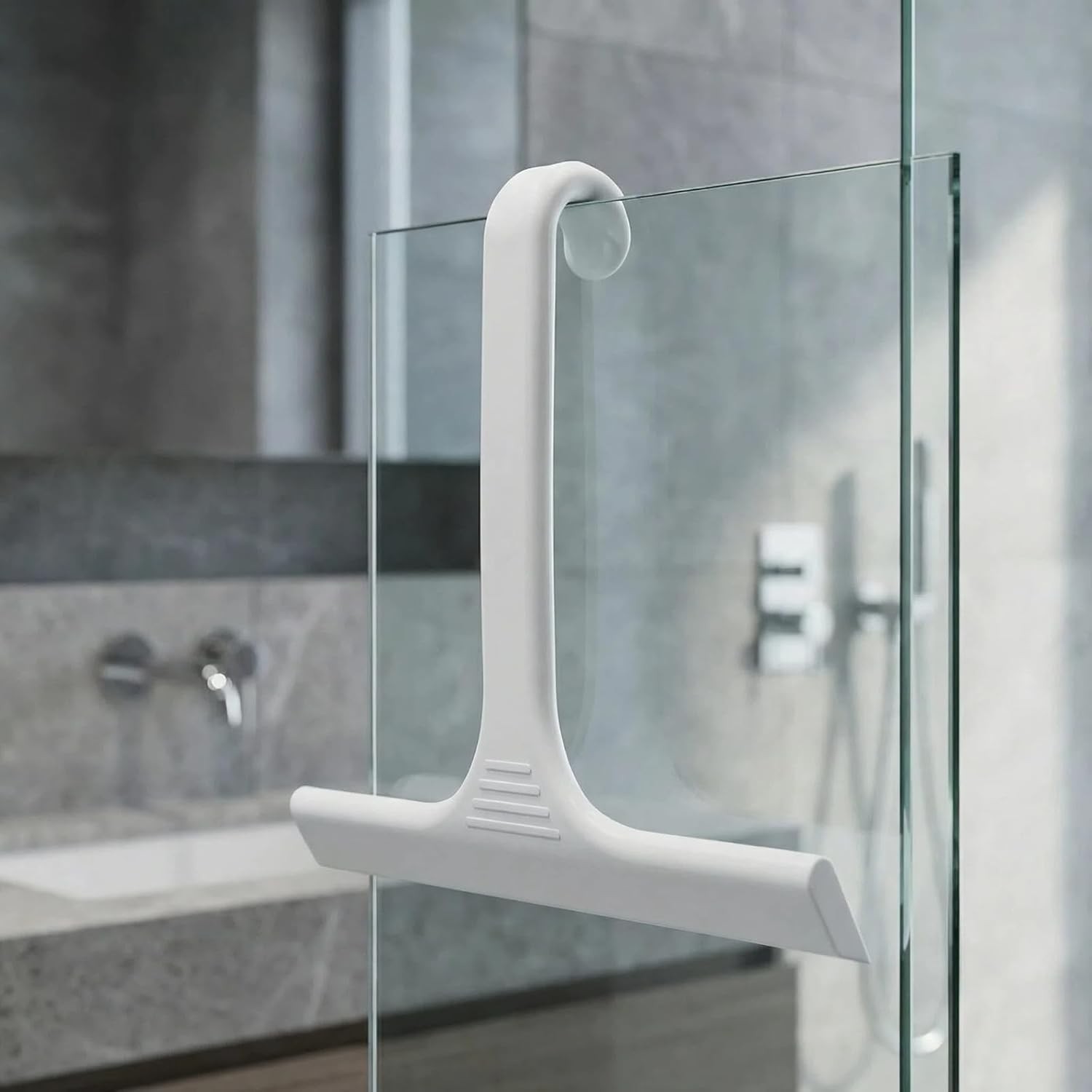 Silicone Shower Squeegee with Built-in Hook and Holder 10 Inch All in One Design