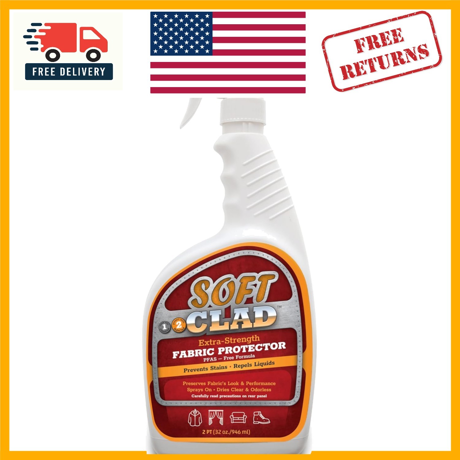 Unscented Extra Strength Fabric Spray – 32oz Safe for Indoor Use, Made in USA