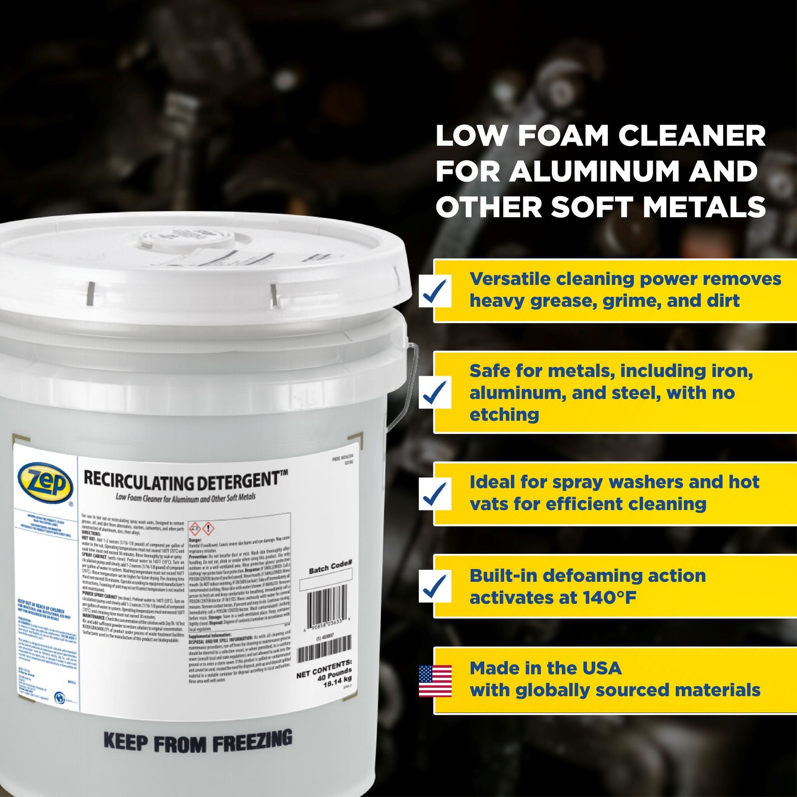 Zep Recirculating Detergent Powder – 40 lbs (1 Unit) 36334
