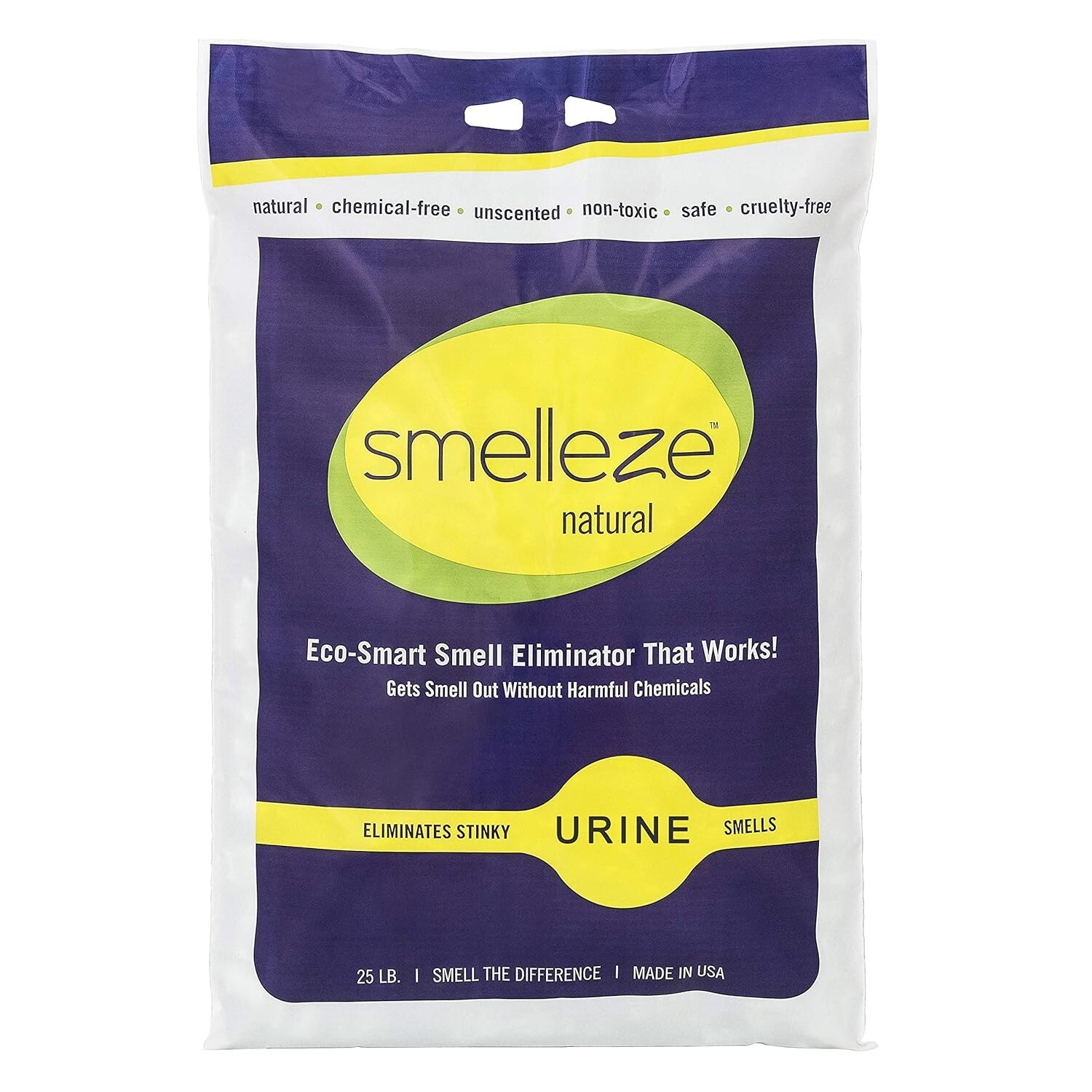 SMELLEZE Natural Urine Smell Deodorizer Granules: 25 lb. Bag Sprinkle 2-6 Tables