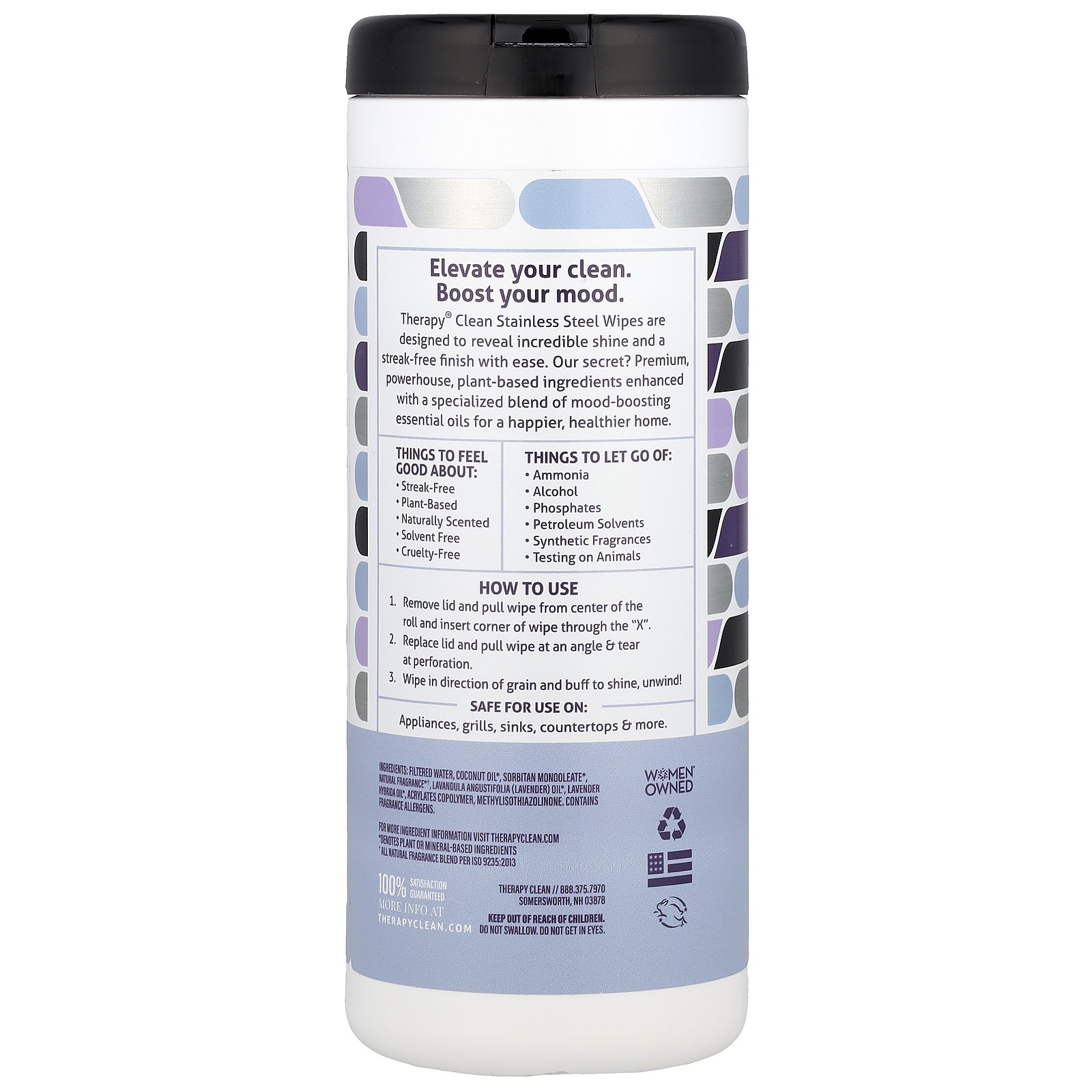 Stainless Steel, Clean & Polish Wipes, Fresh Lavender , 30 Wipes