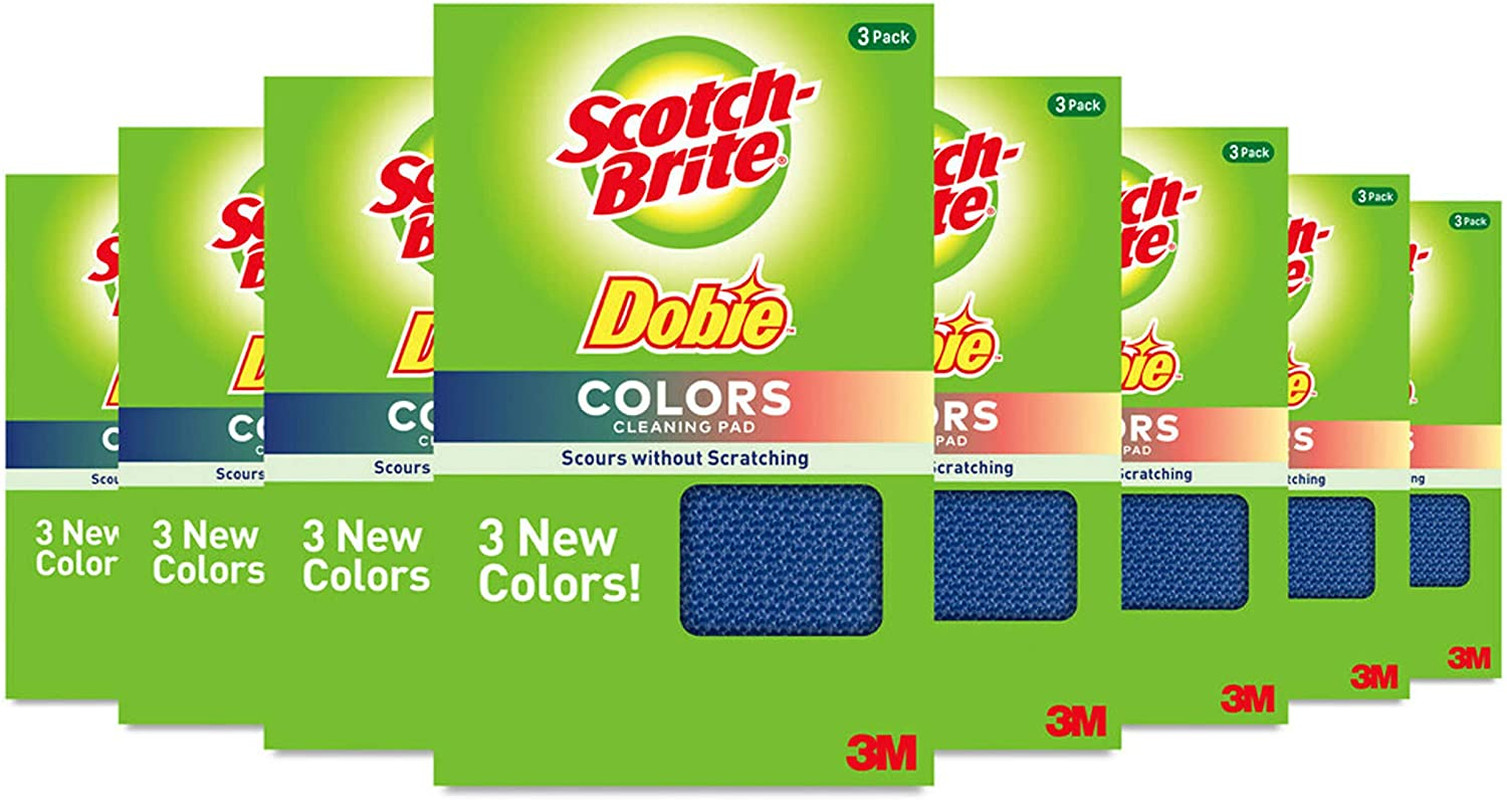 Scotch-Brite Dobie Colors Cleaning Pads, Ideal for Dishwashing, Kitchen, Bathroo
