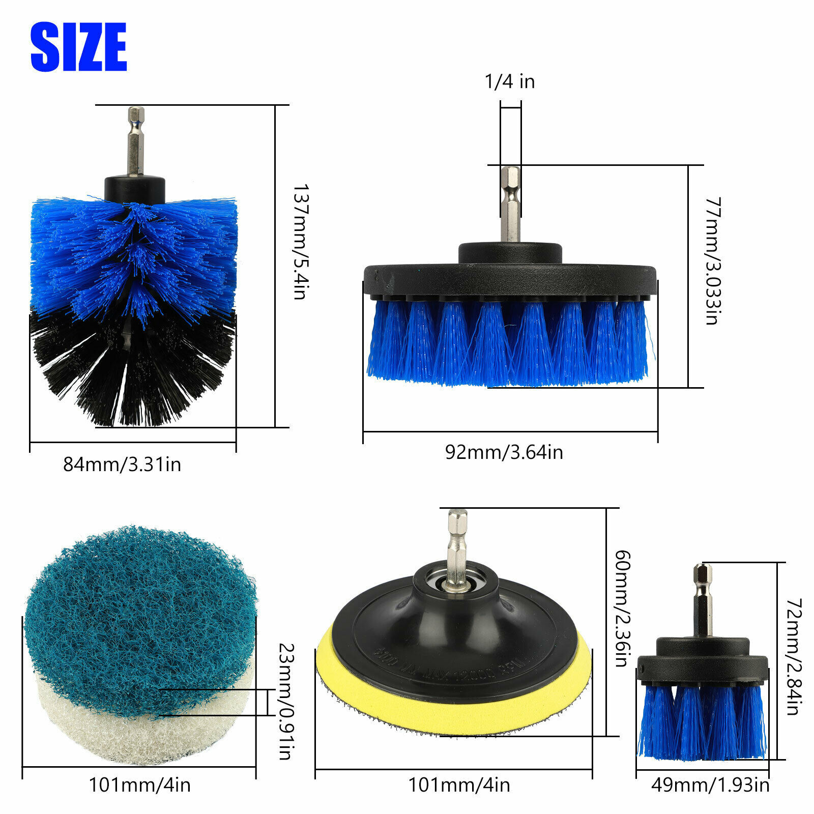 Drill Brush Attachments Set Scrub Pads Sponge Power Scrubber Wash Cleaning Kit
