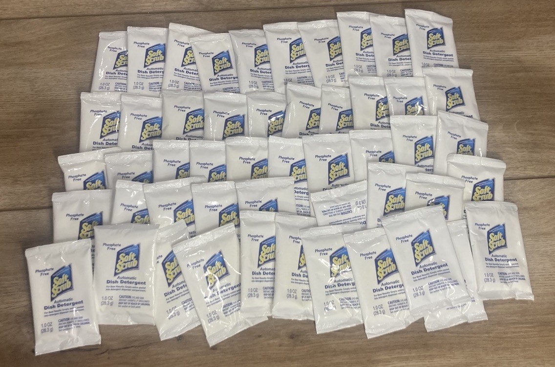 Soft Scrub Automatic Dish Detergent 1oz Powder Pouch Packets Henkel Lot Of 50pcs