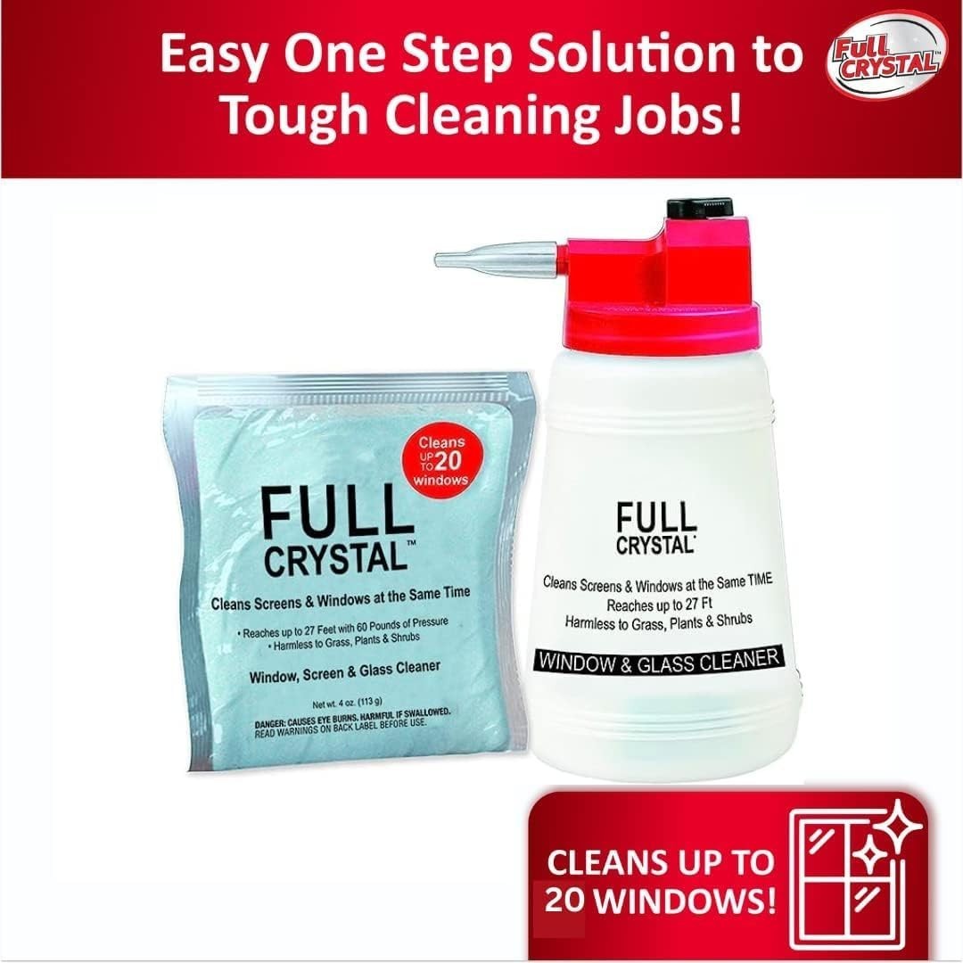 1 lb Crystal Powder Window Cleaner Refill Kit – Cleans 80 Windows, Makes 640 fl