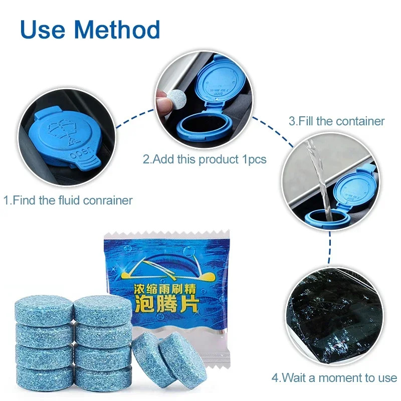 100 Car Winter Windshield Washer Wiper Fluid Concentrated Tablets Glass Cleaner*