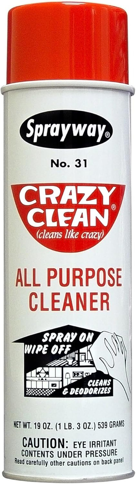 PLZ AEROSCIENCE Sprayway SW031 Crazy Clean Cleaner, 19 Oz, Gray