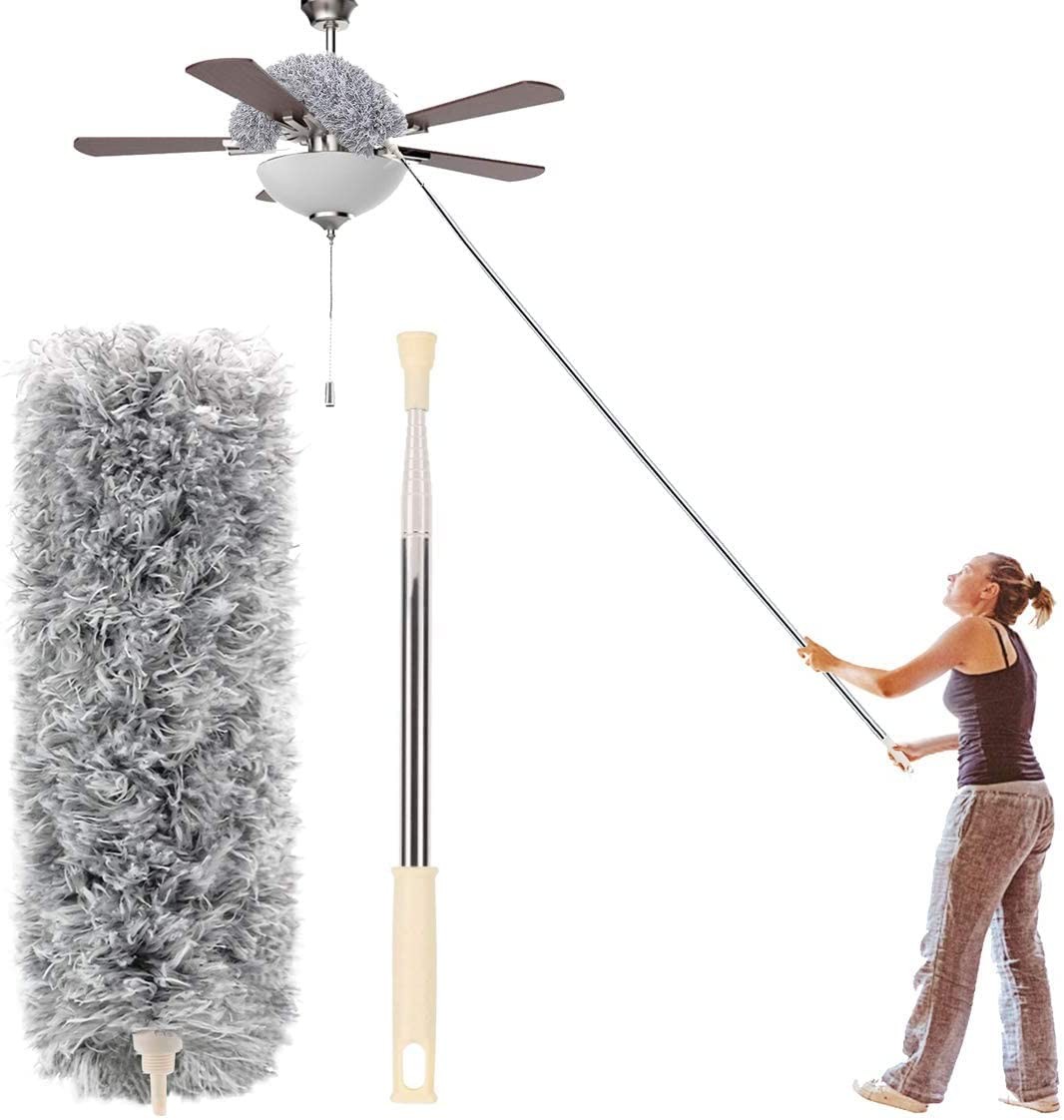 Microfiber Duster with Extension Pole(Stainless Steel) 30 to 100”, with Bend…