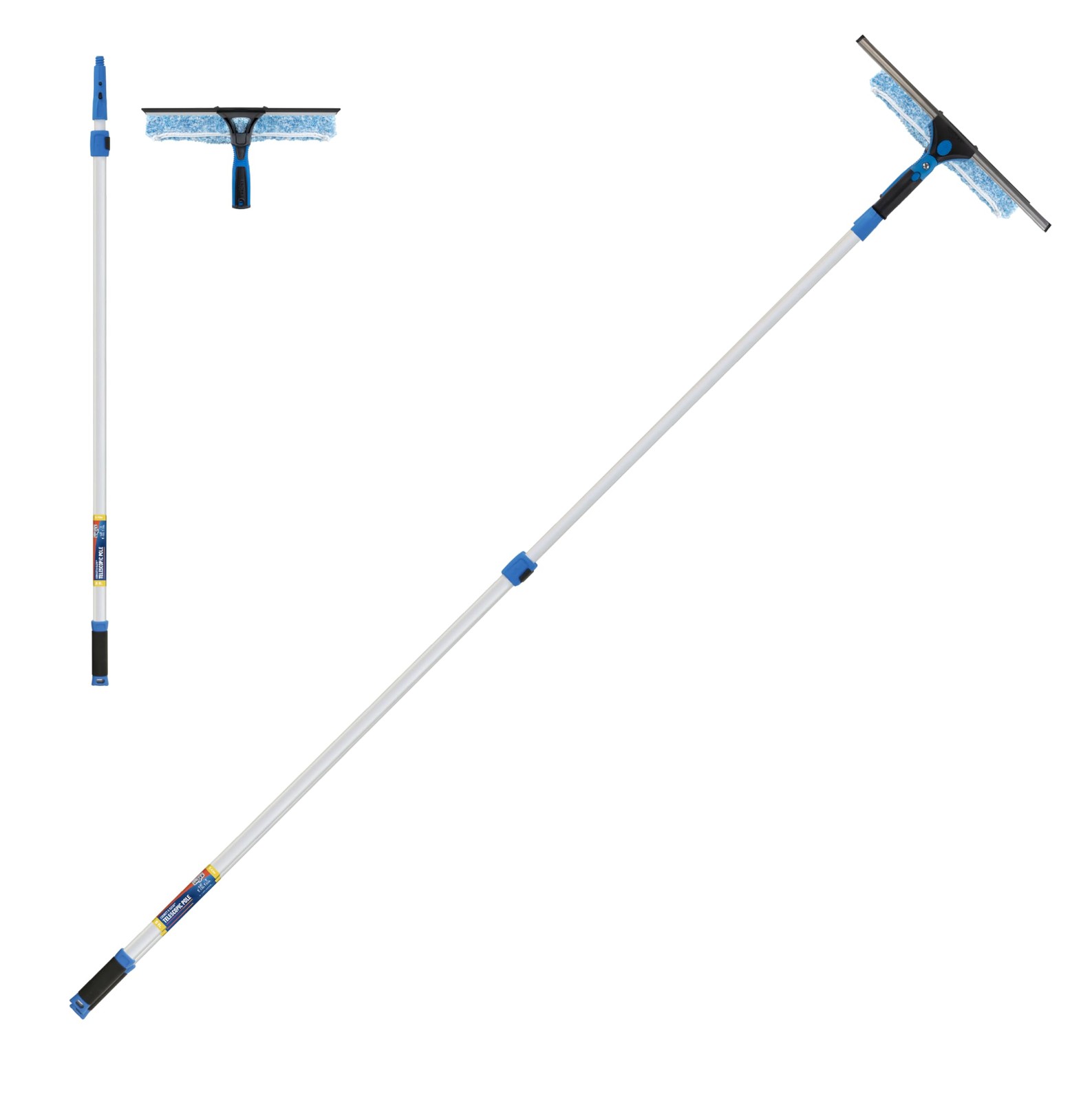 Professional 2in1 Squeegee & Scrubber 14 Window Cleaning Tool & 8 Connect & Cl