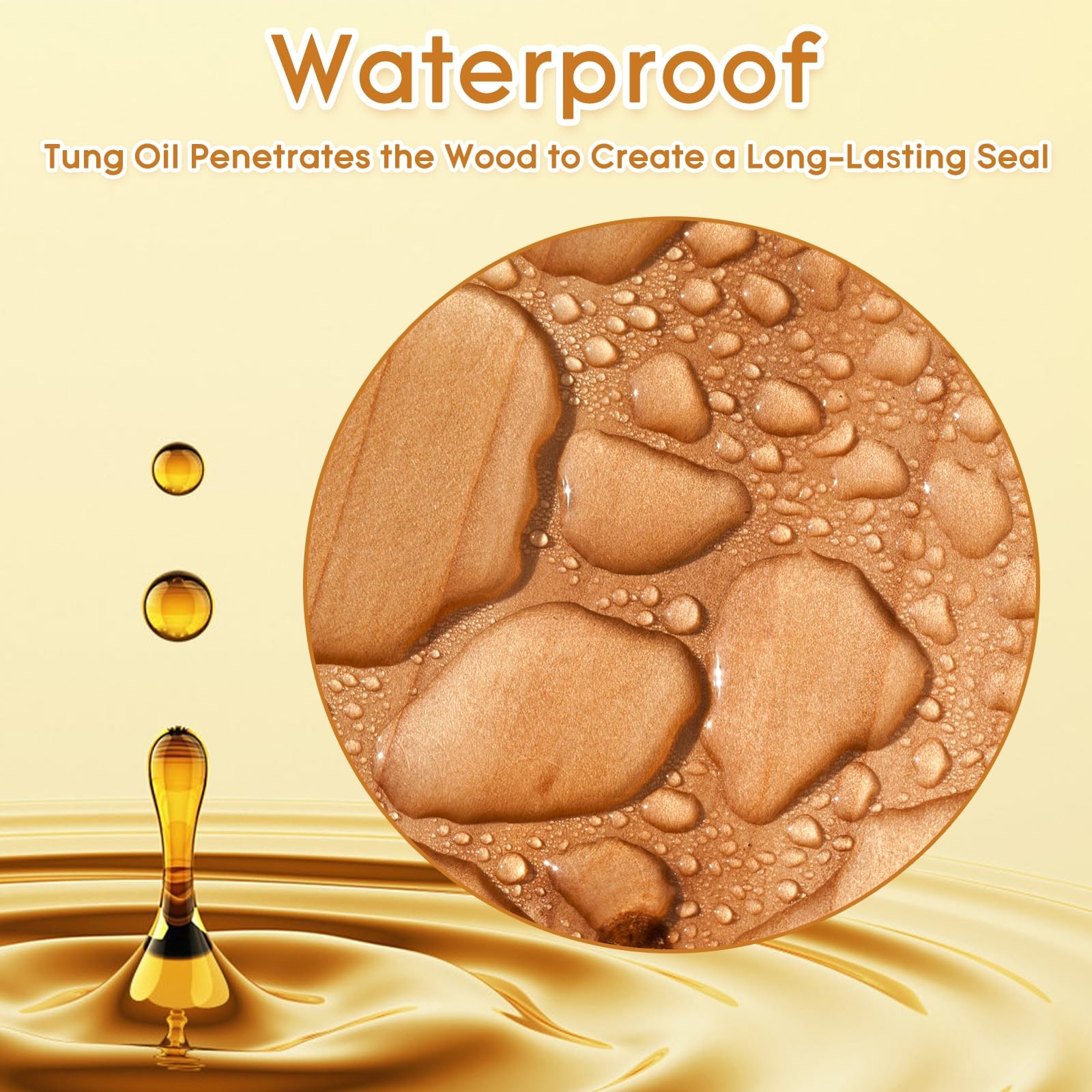 100% Pure Tung Oil Wood Sealer Food Safe Waterproof Finish for Outdoor Furniture