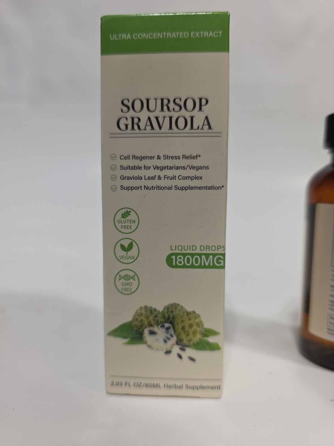 Soursop Graviola, 100% Natural Organic Drops, 2 fl oz Herbal Supplement Exp 7/27