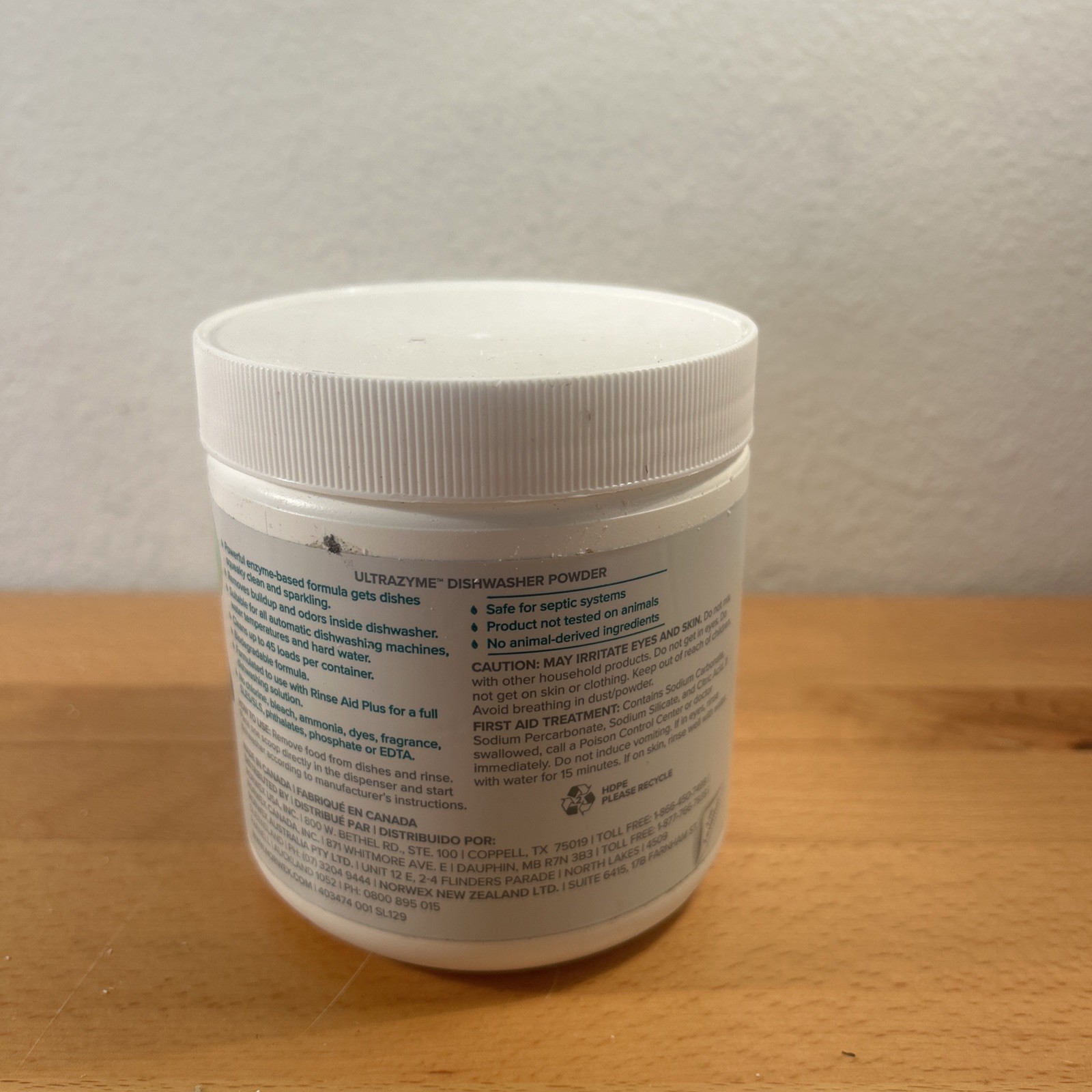 Norwex UltraZyme Dishwasher Powder Enzyme Dish Detergent 45 Loads 15.87 oz